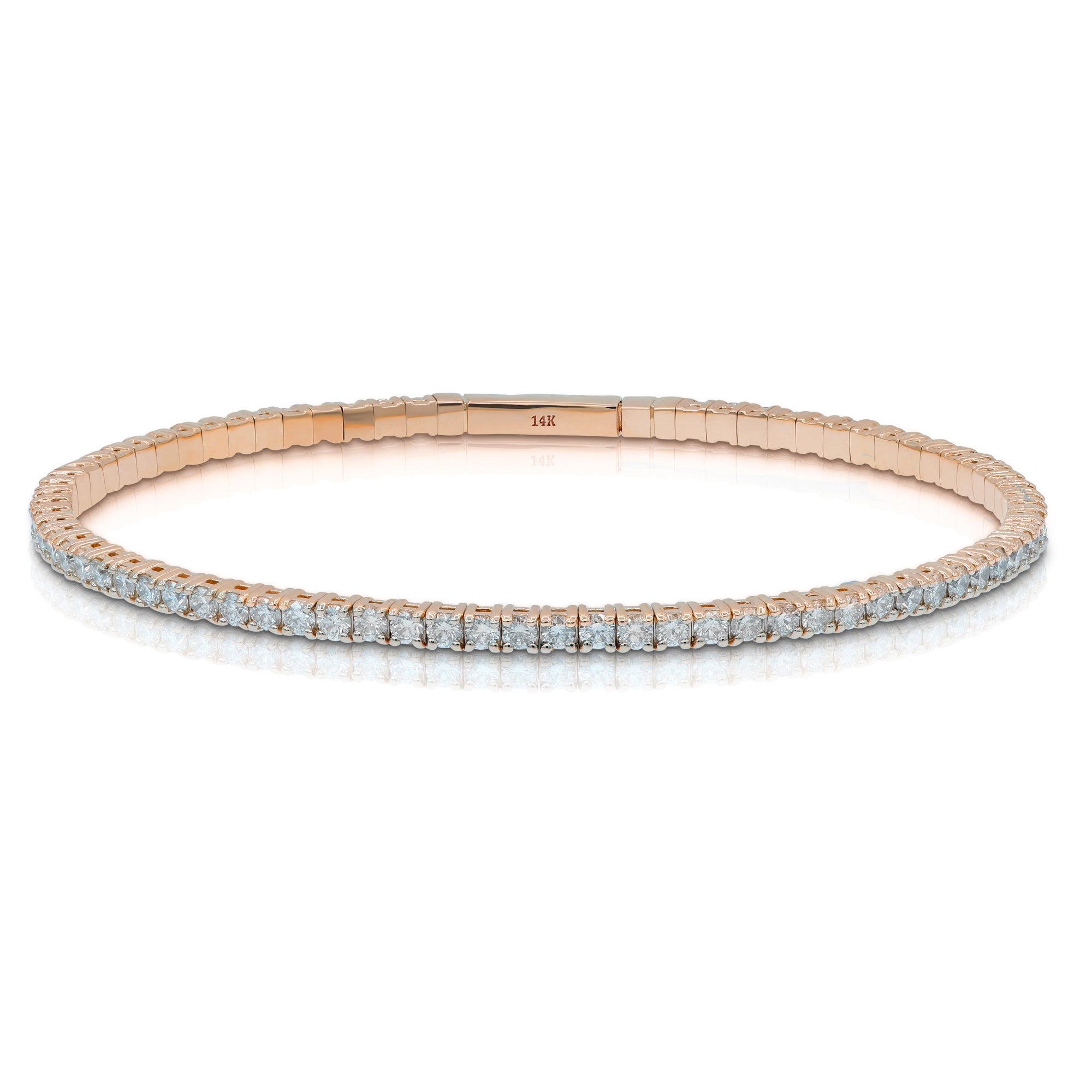 1.67 ct. Diamond 14K Rose Gold Flexible Pave Bangel Bracelet