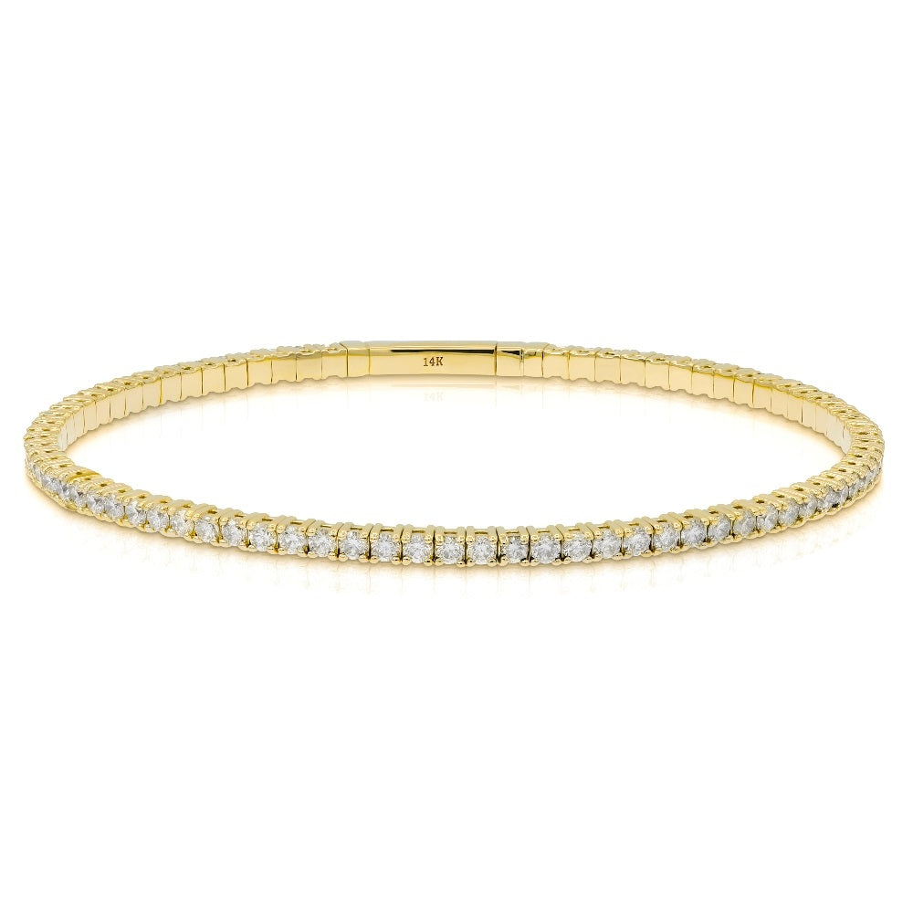 2.23 ct. Diamond 14K Yellow Gold Flexible Pave Bangel Bracelet