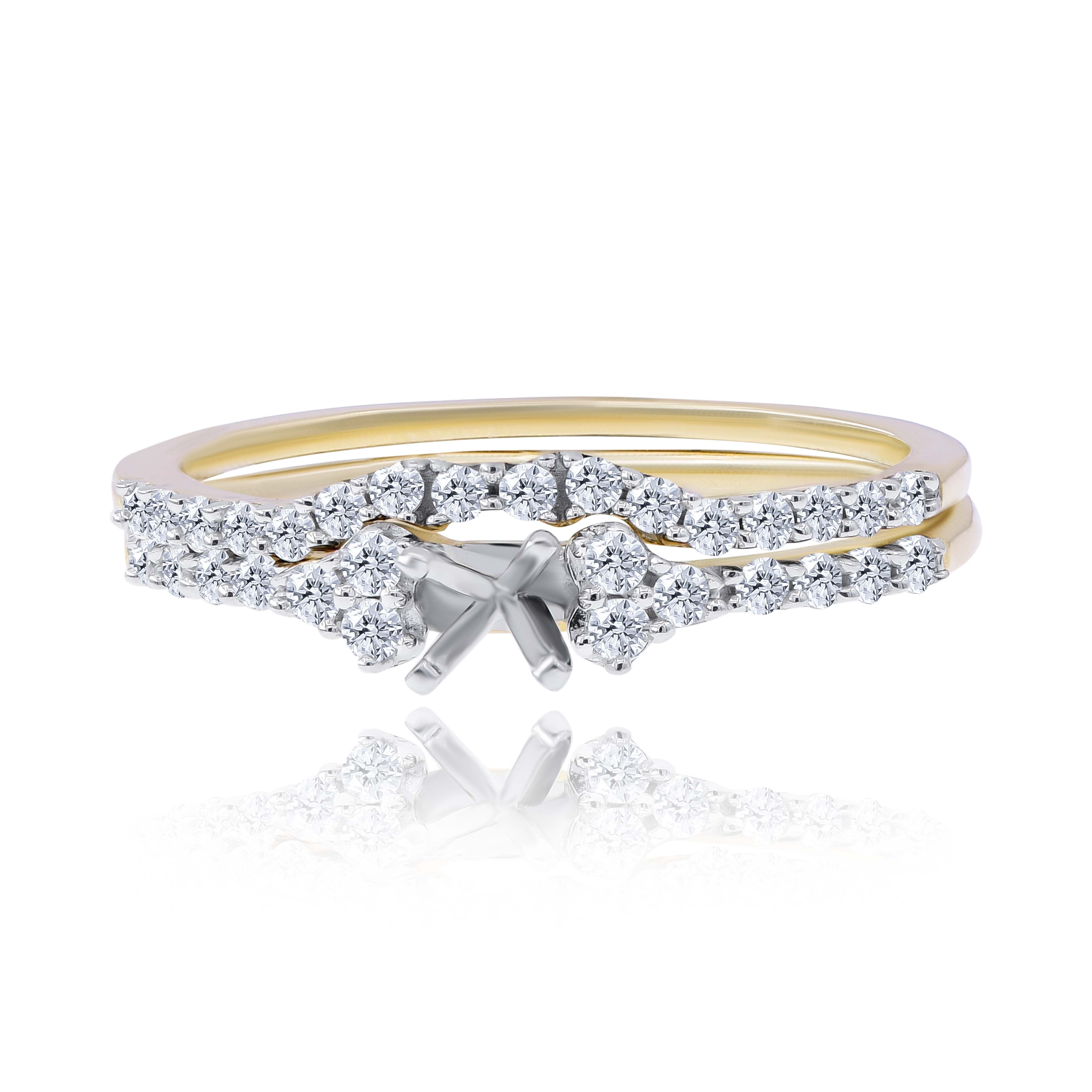 0.35 ct. Diamond 14K Yellow Gold Enagement Ring Mounting With Matching Band