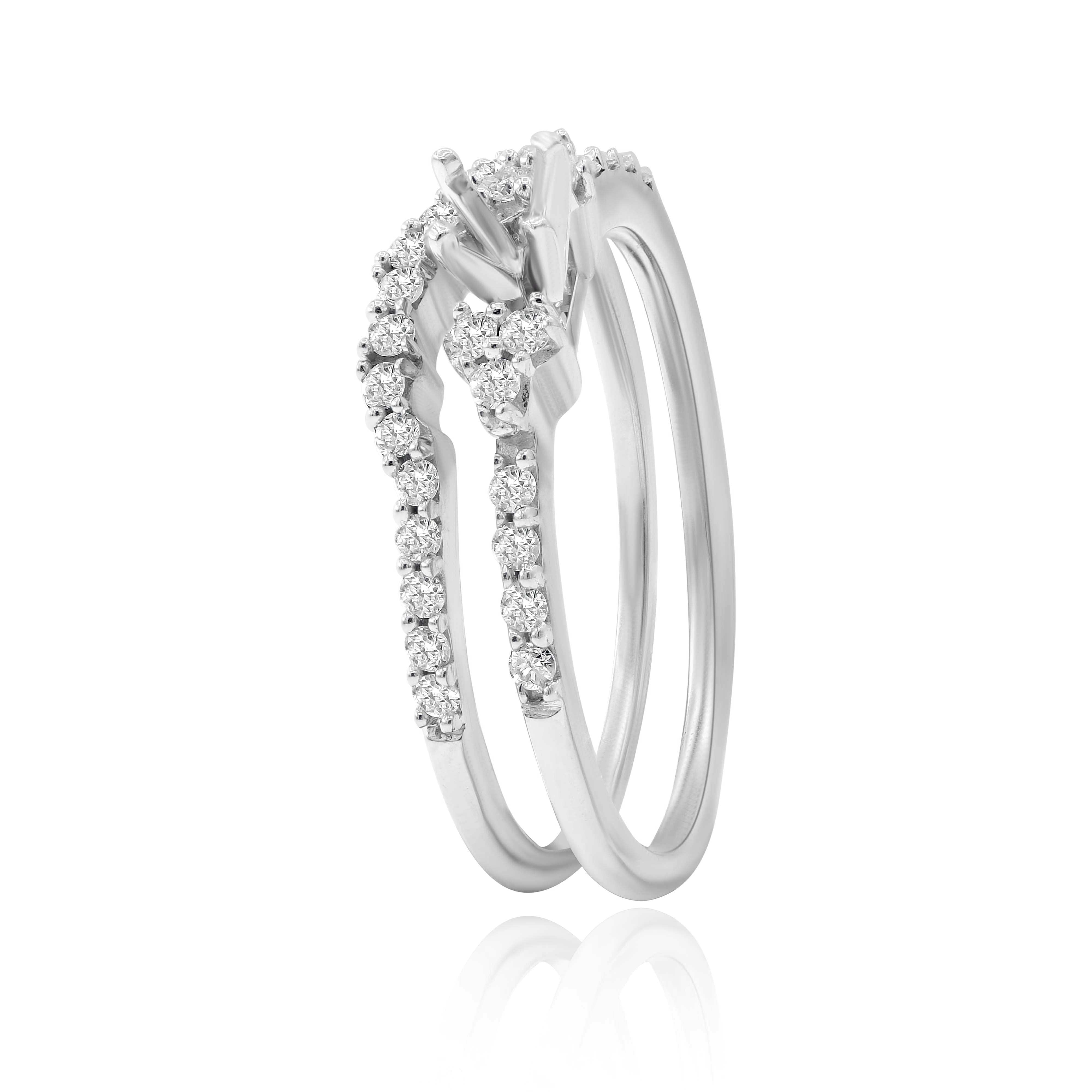 0.35 ct. Diamond 14K White Gold Enagement Ring Mounting With Matching Band