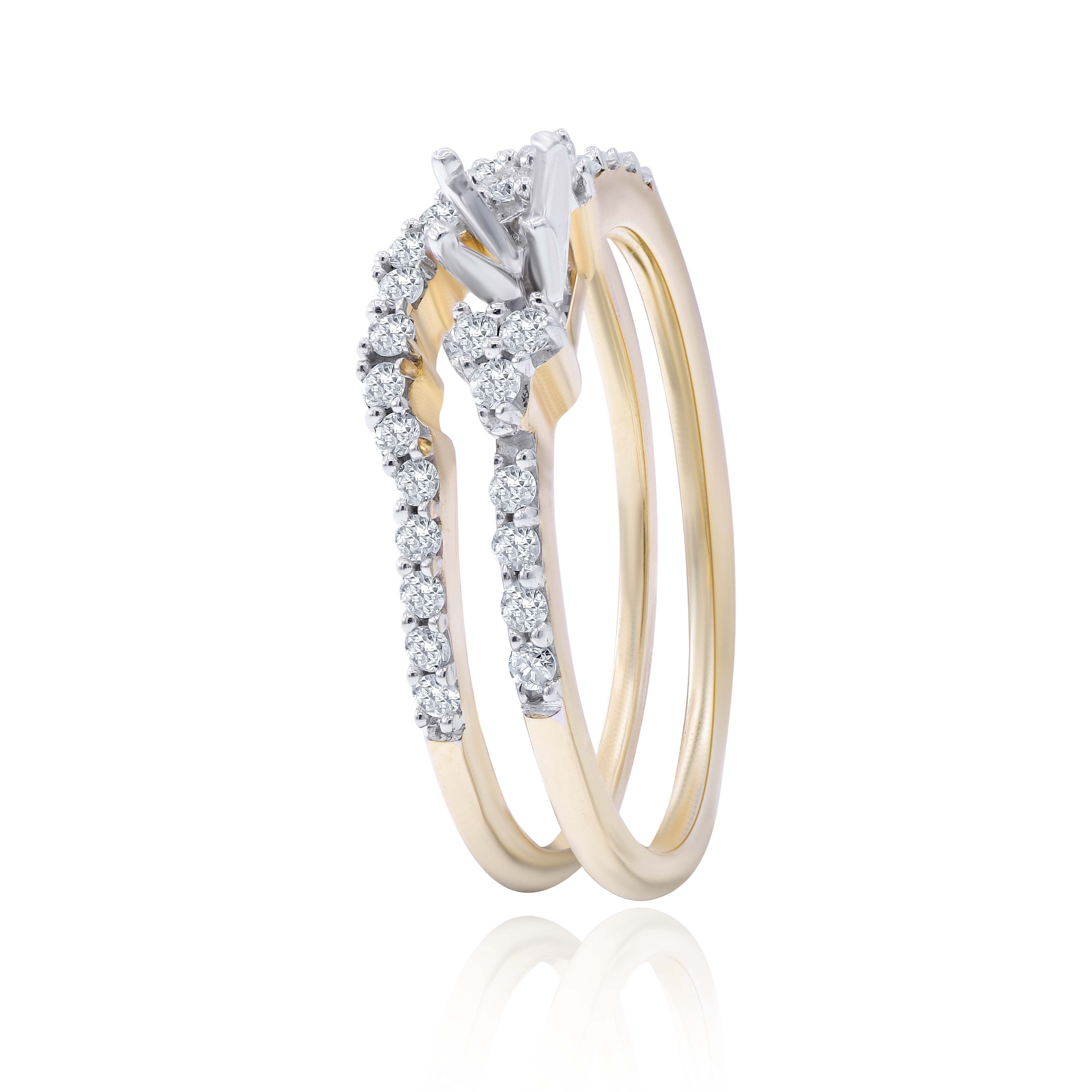 0.35 ct. Diamond 14K Yellow Gold Enagement Ring Mounting With Matching Band