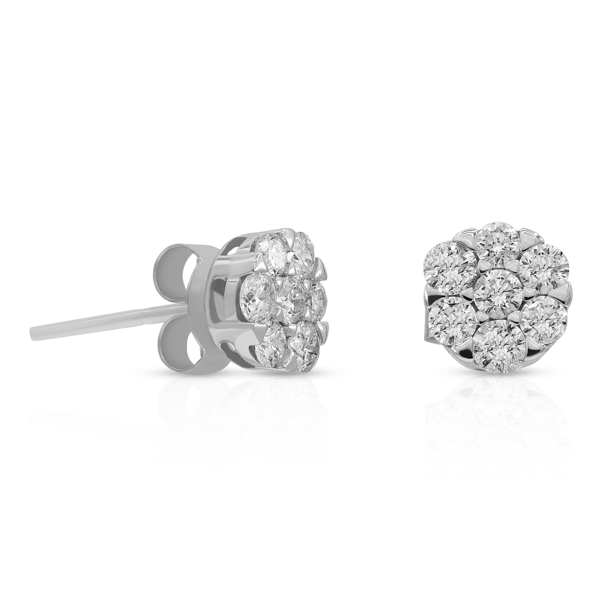 0.75 ct. Diamond 14K White Gold Floret Stud Earrings
