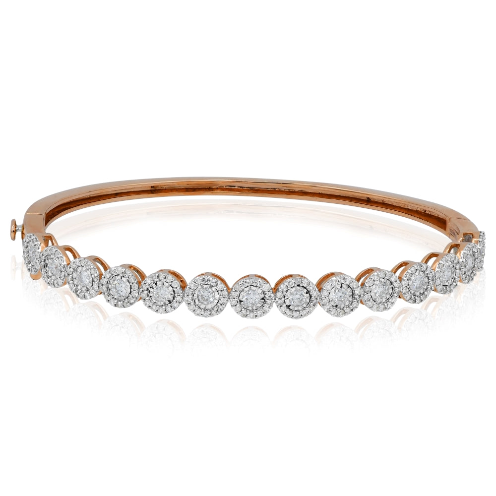 1.66 ct. Diamond 14K Rose Gold Hinged Bangle Bracelet