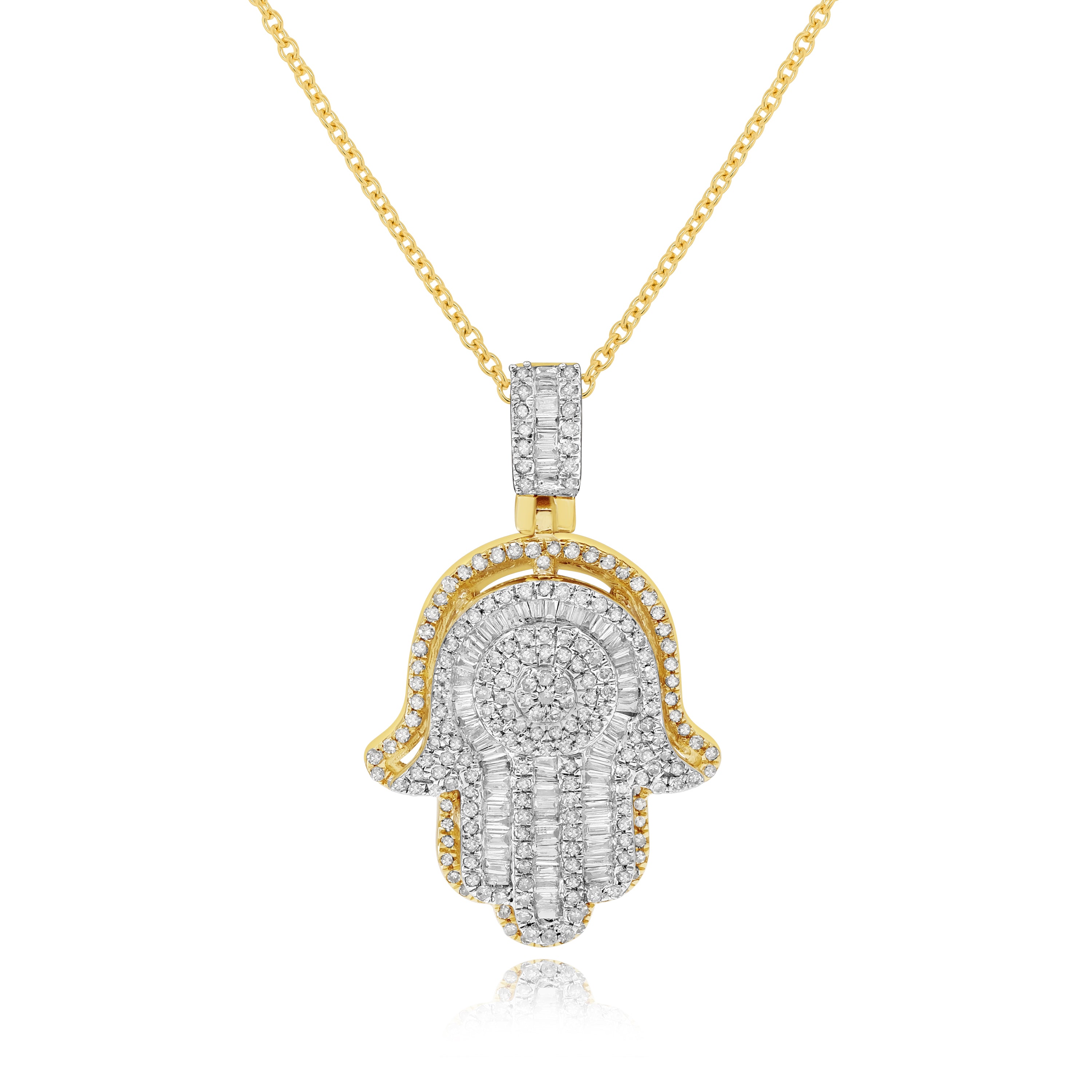 1 ct. Diamond 14K Two Tone Gold Hamsa Charm Pendant