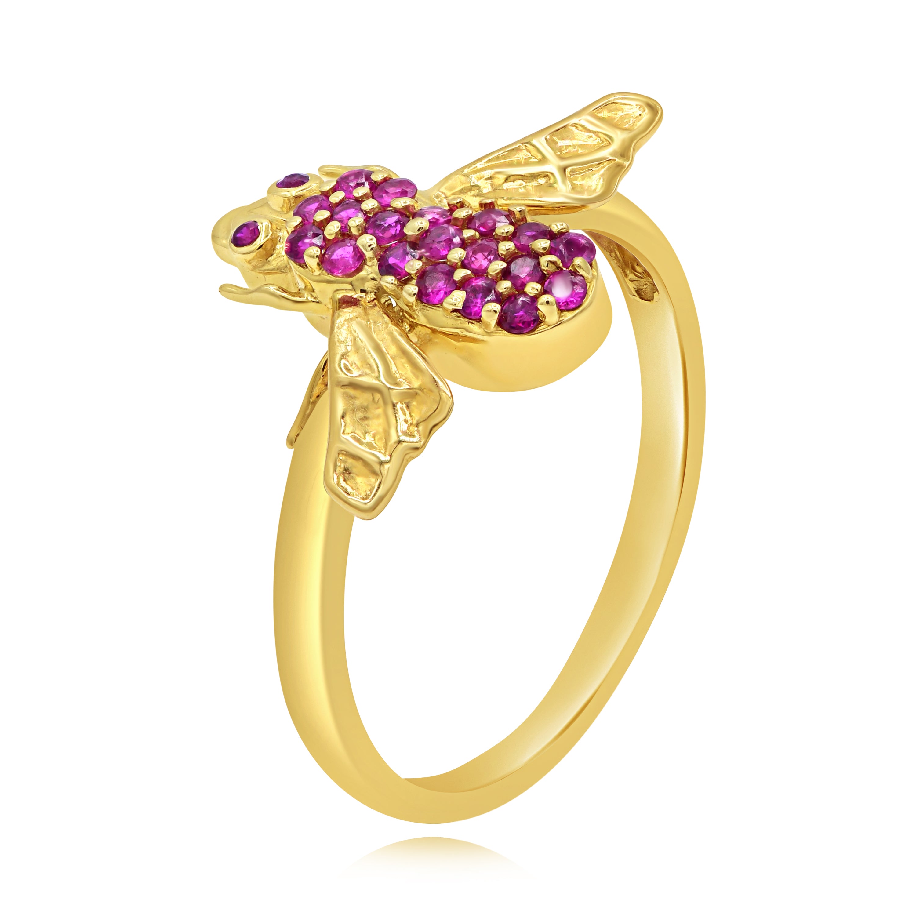 0.26 ct. Ruby 14K Yellow Gold Bumble Bee Ring Size 6