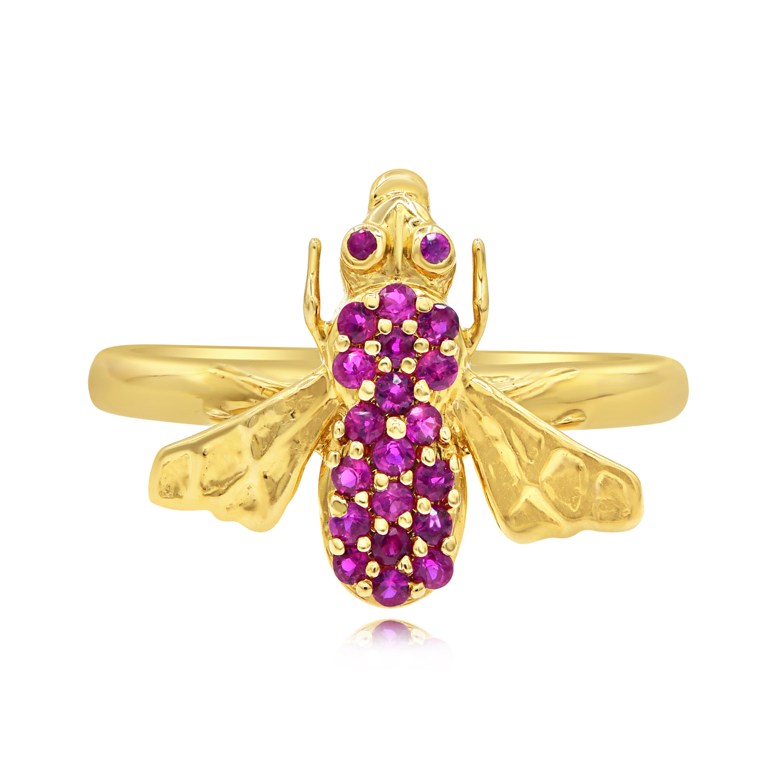 0.26 ct. Ruby 14K Yellow Gold Bumble Bee Ring Size 6