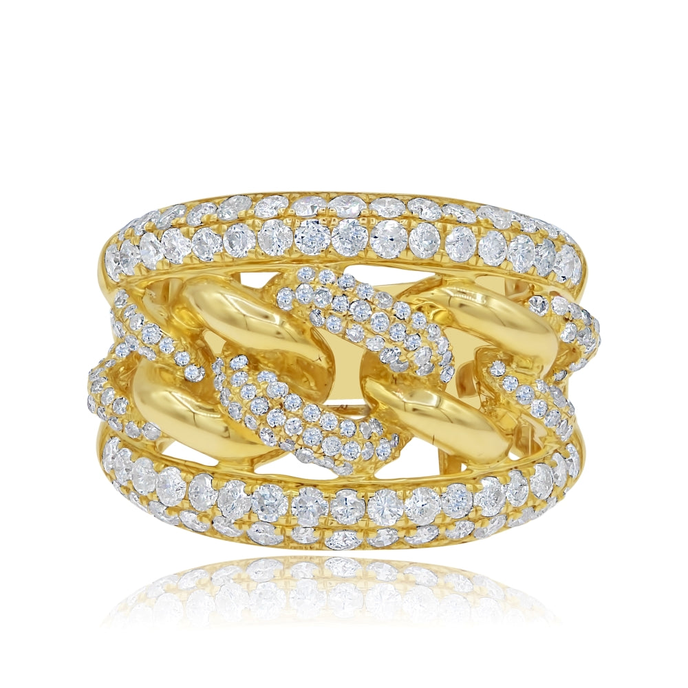 1.99 ct. Diamond 14K Yellow Gold Cuban Link Wide Band