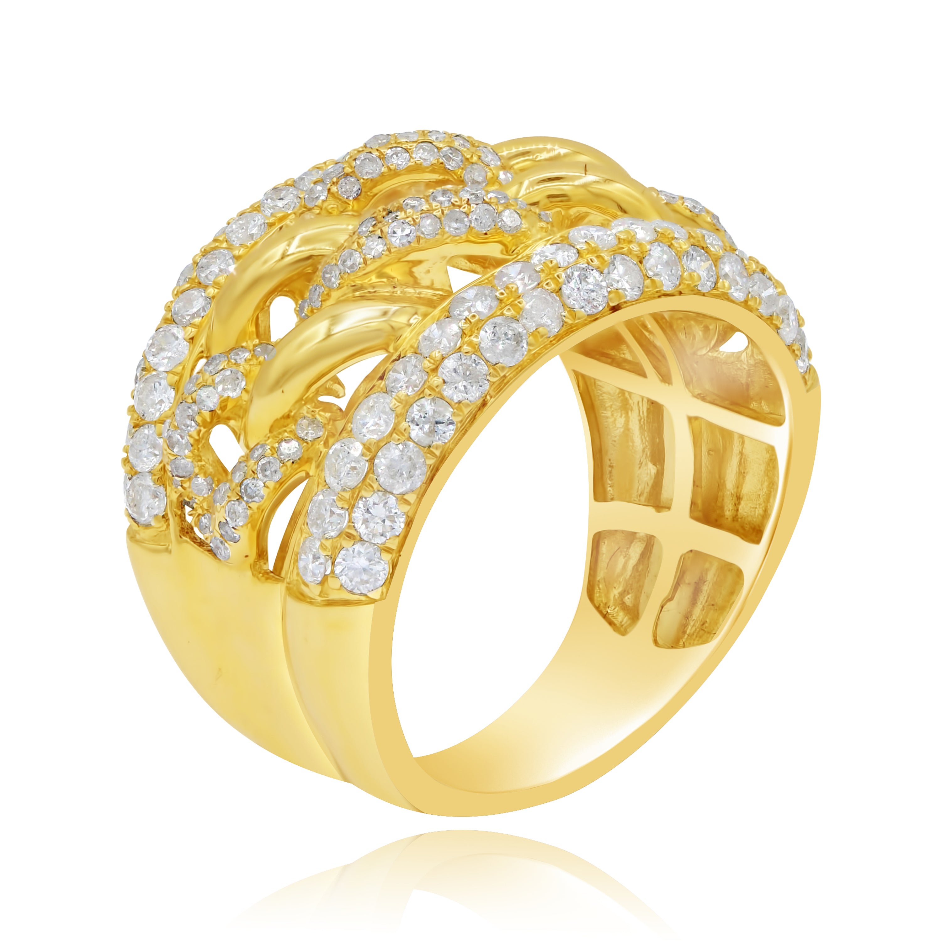 1.99 ct. Diamond 14K Yellow Gold Cuban Link Wide Band