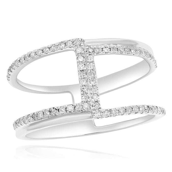 0.31 ct. Diamond 14K White Gold Dainty Double Band Pave Ring