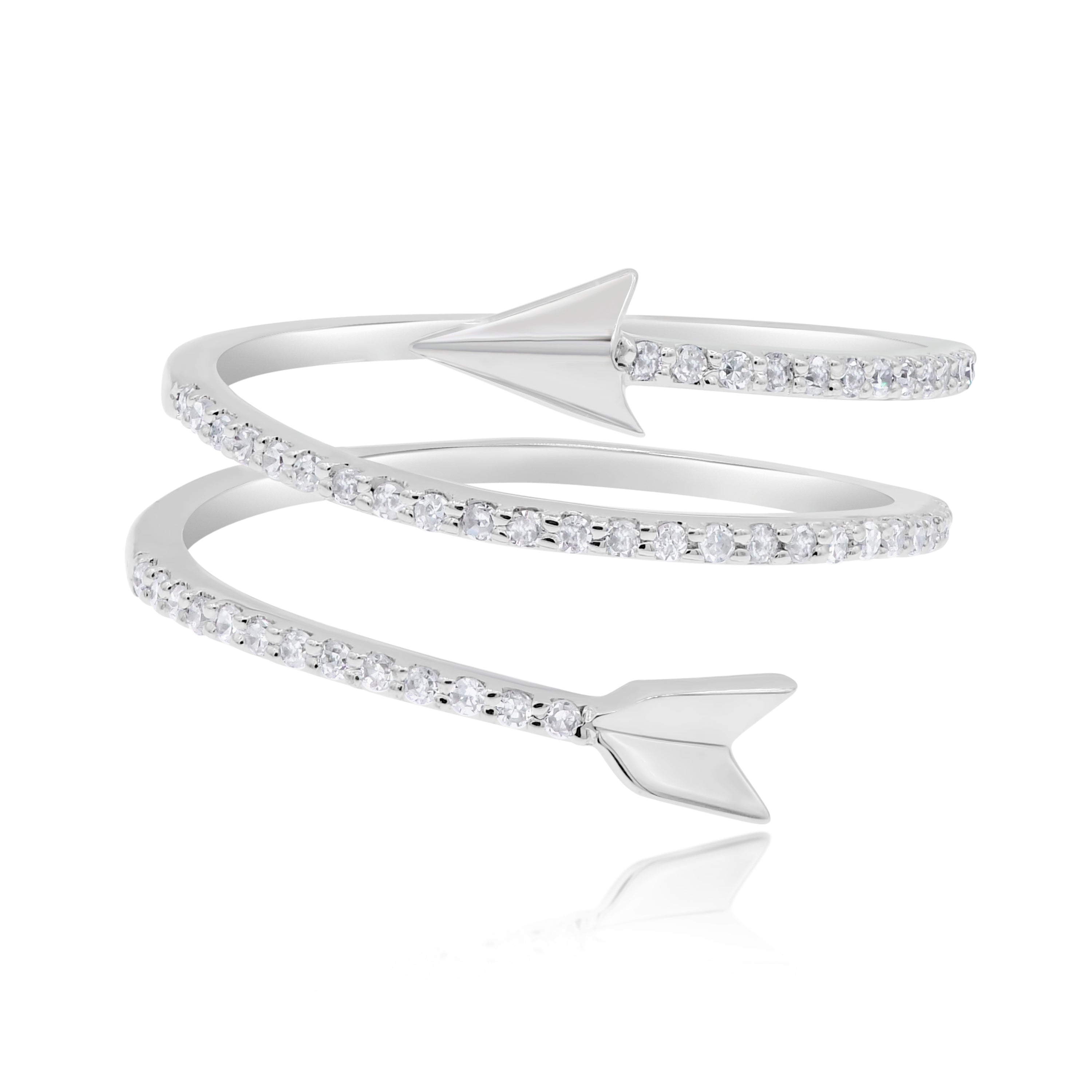 0.25 ct. Diamond 14K White Gold Pave Arrow Spiral Ring