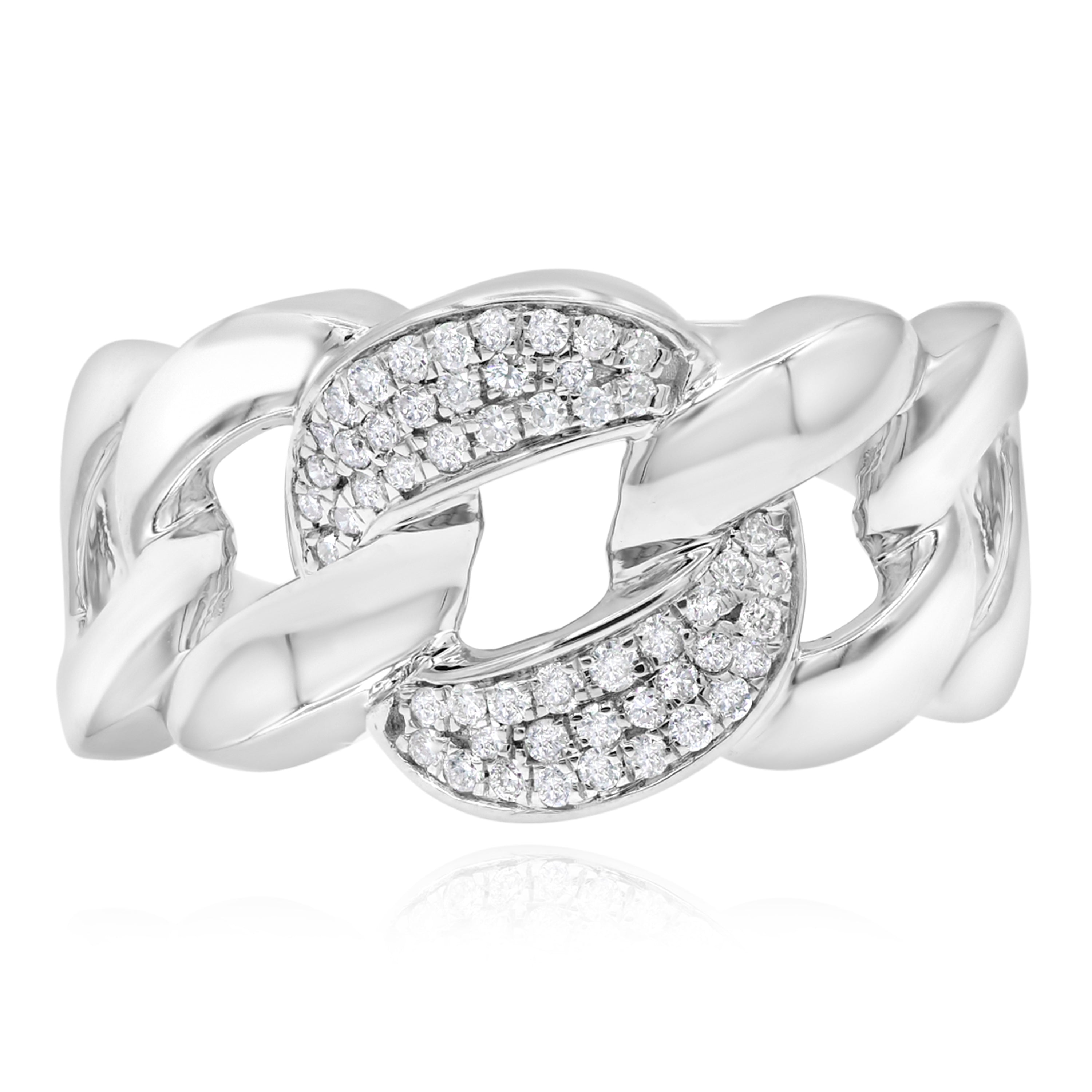 0.3 ct. Diamond 14K White Gold Cuban Link Chain Eternity Band