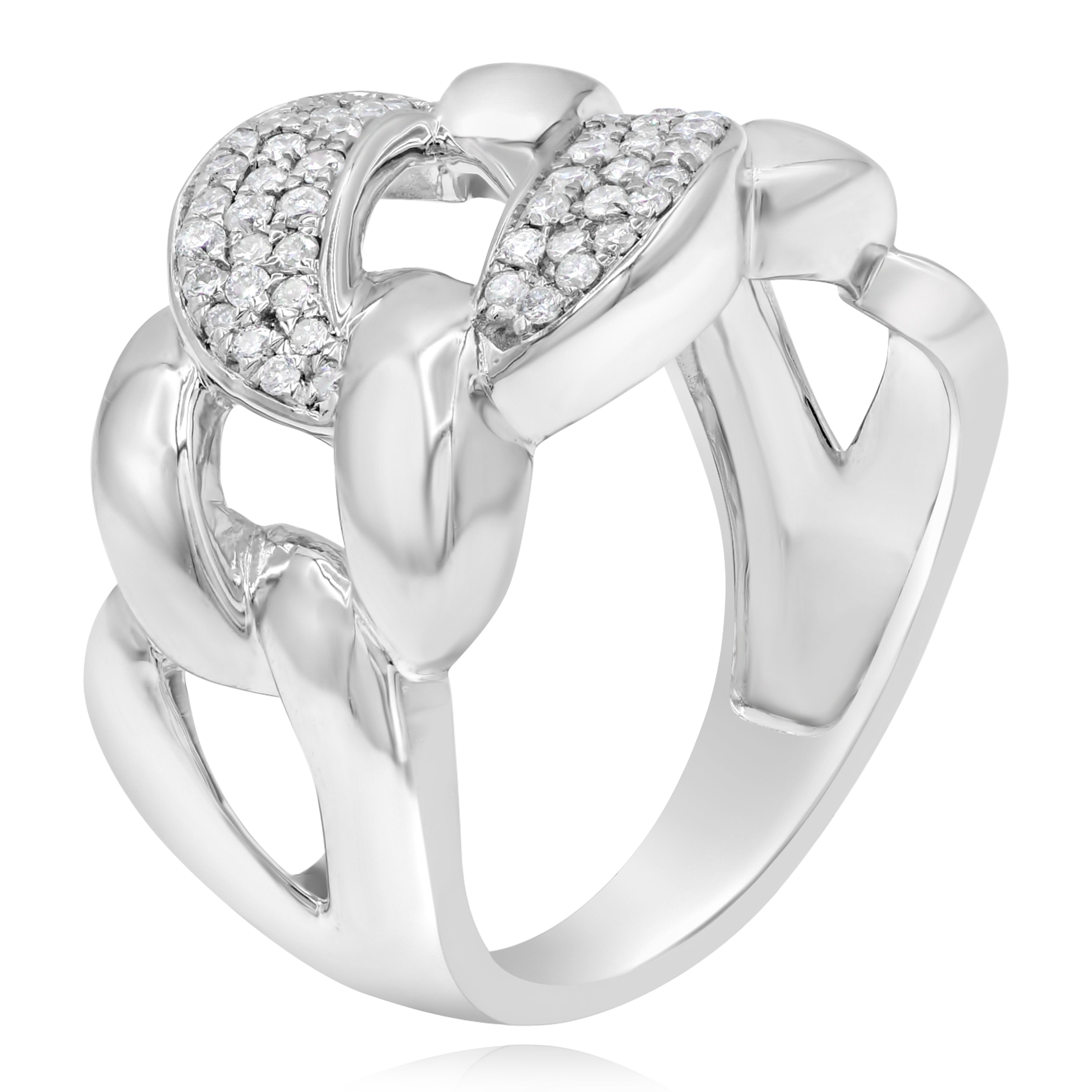 0.3 ct. Diamond 14K White Gold Cuban Link Chain Eternity Band