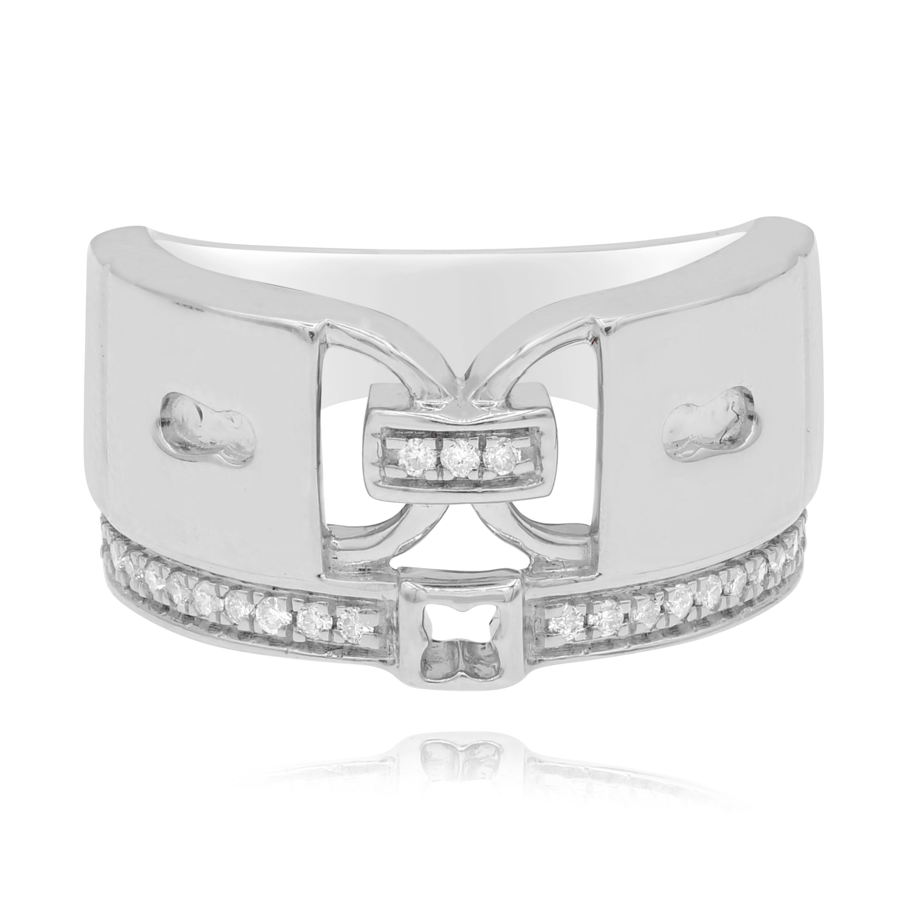 0.14 ct. Diamond 14K White Gold 3D Key to Your Heart Lock Ring