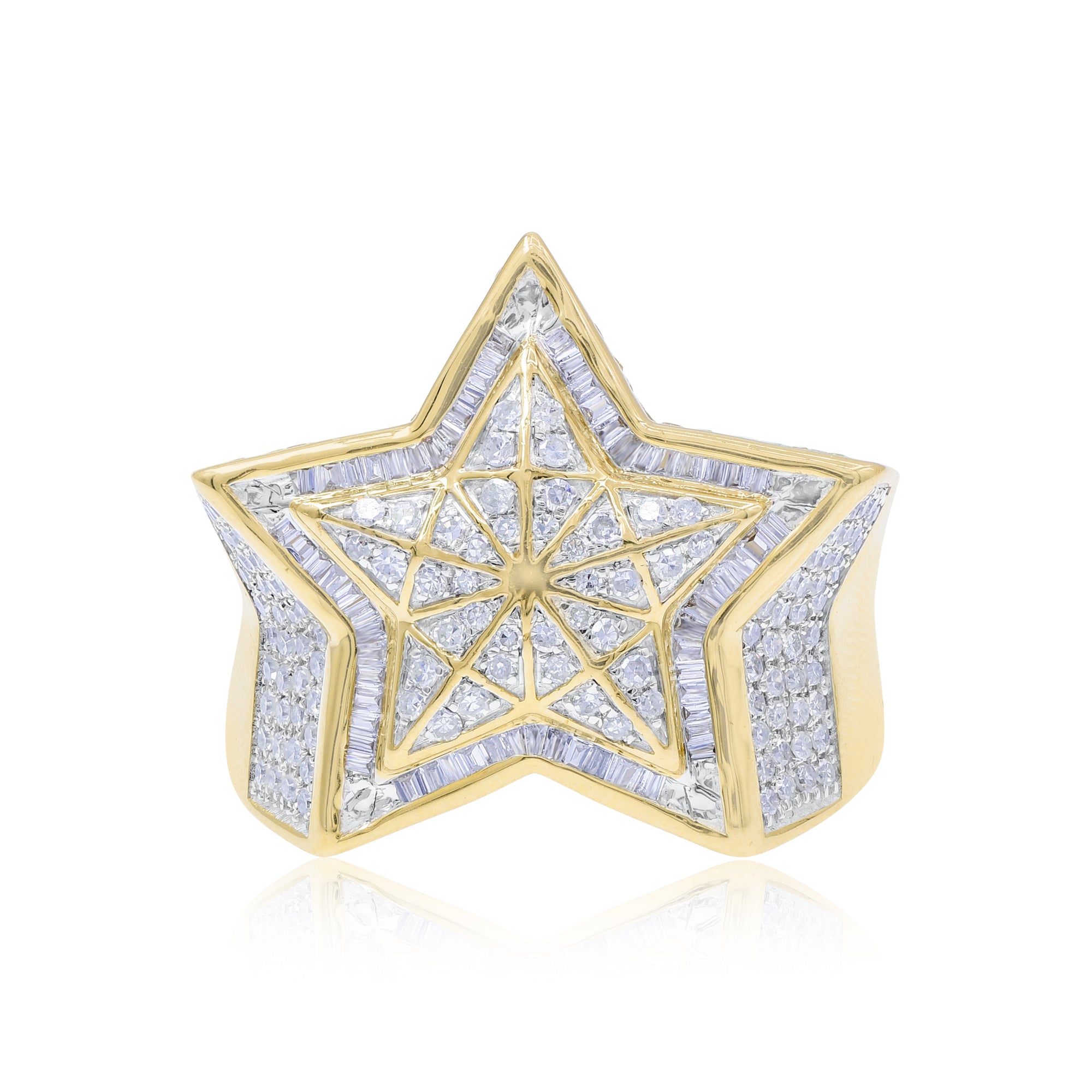 1.36 ct. Diamond 14K Yellow Gold Pave Star Men's Ring