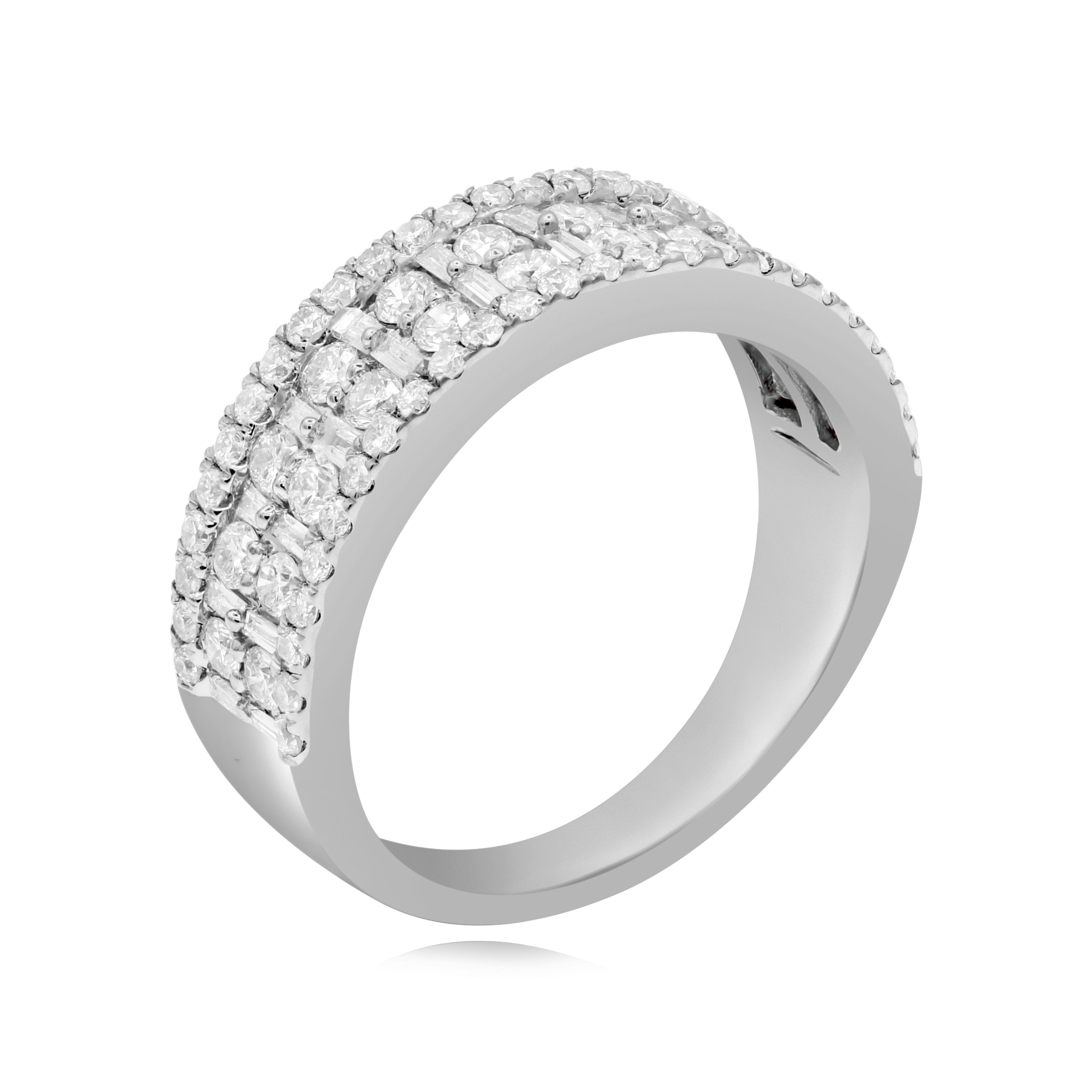 1.13 ct. Diamond 14K White Gold 4-Rows Band
