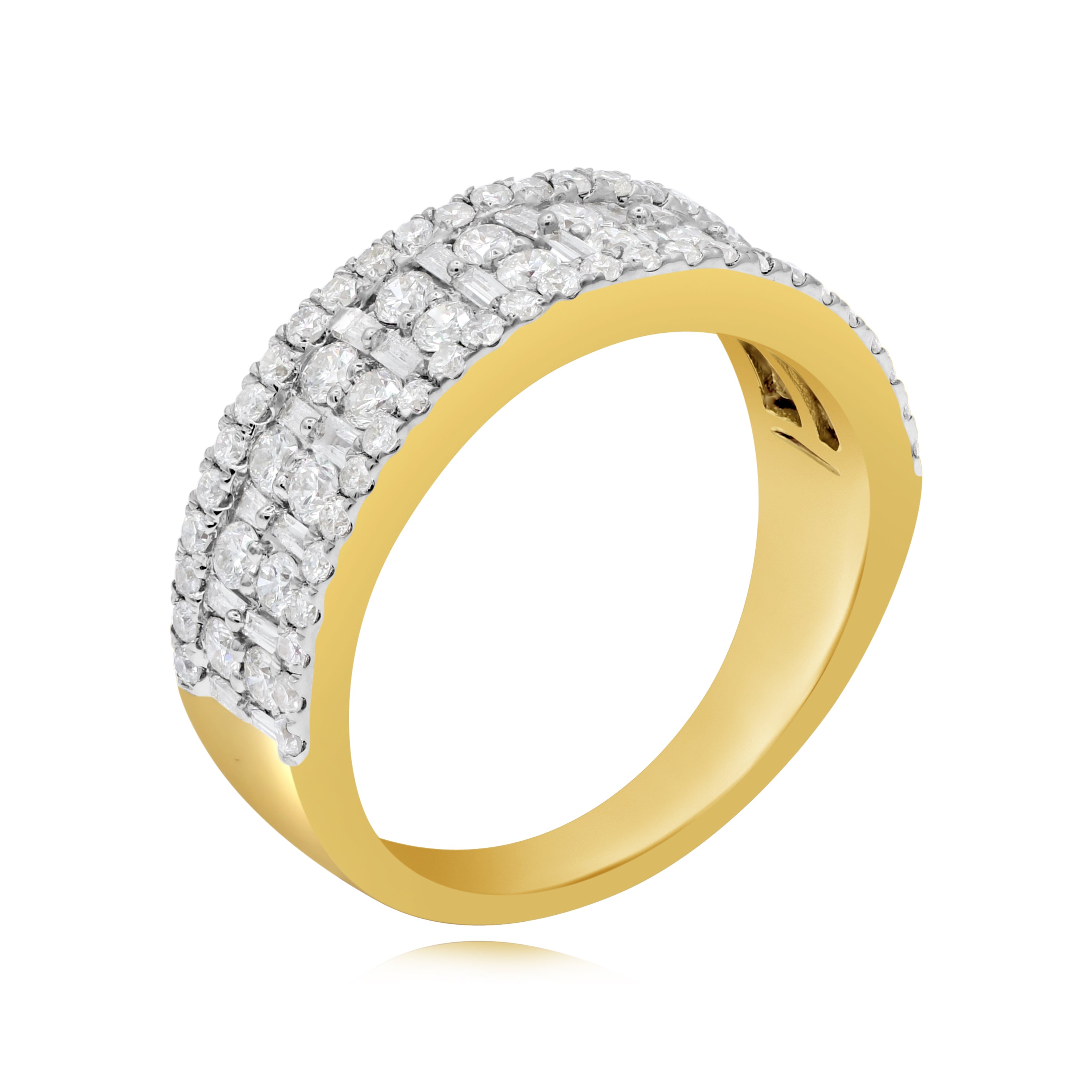 1.15 ct. Diamond 14K Yellow Gold 4-Rows Band
