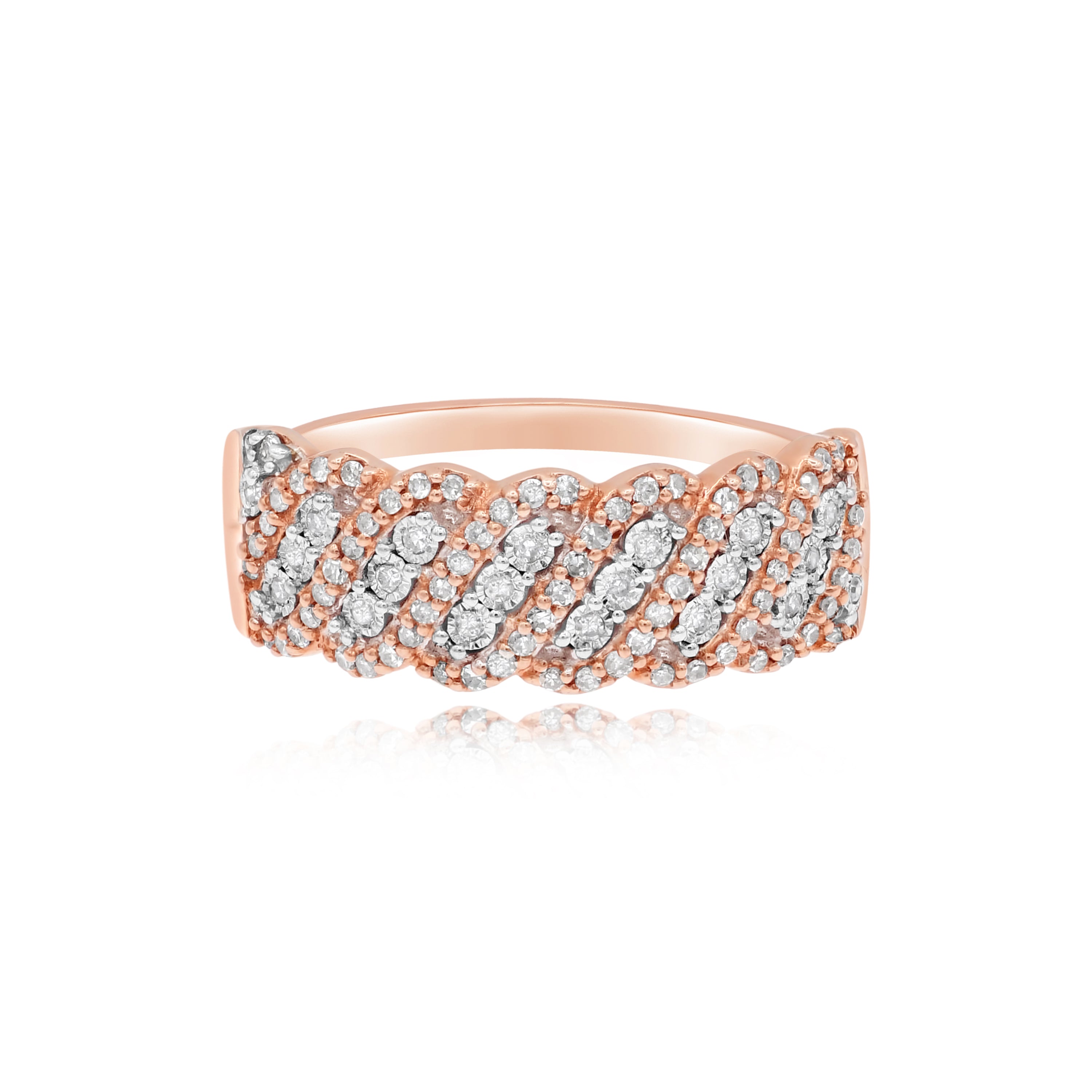0.26 ct. Diamond 14K Rose Gold Slant Wave Ring
