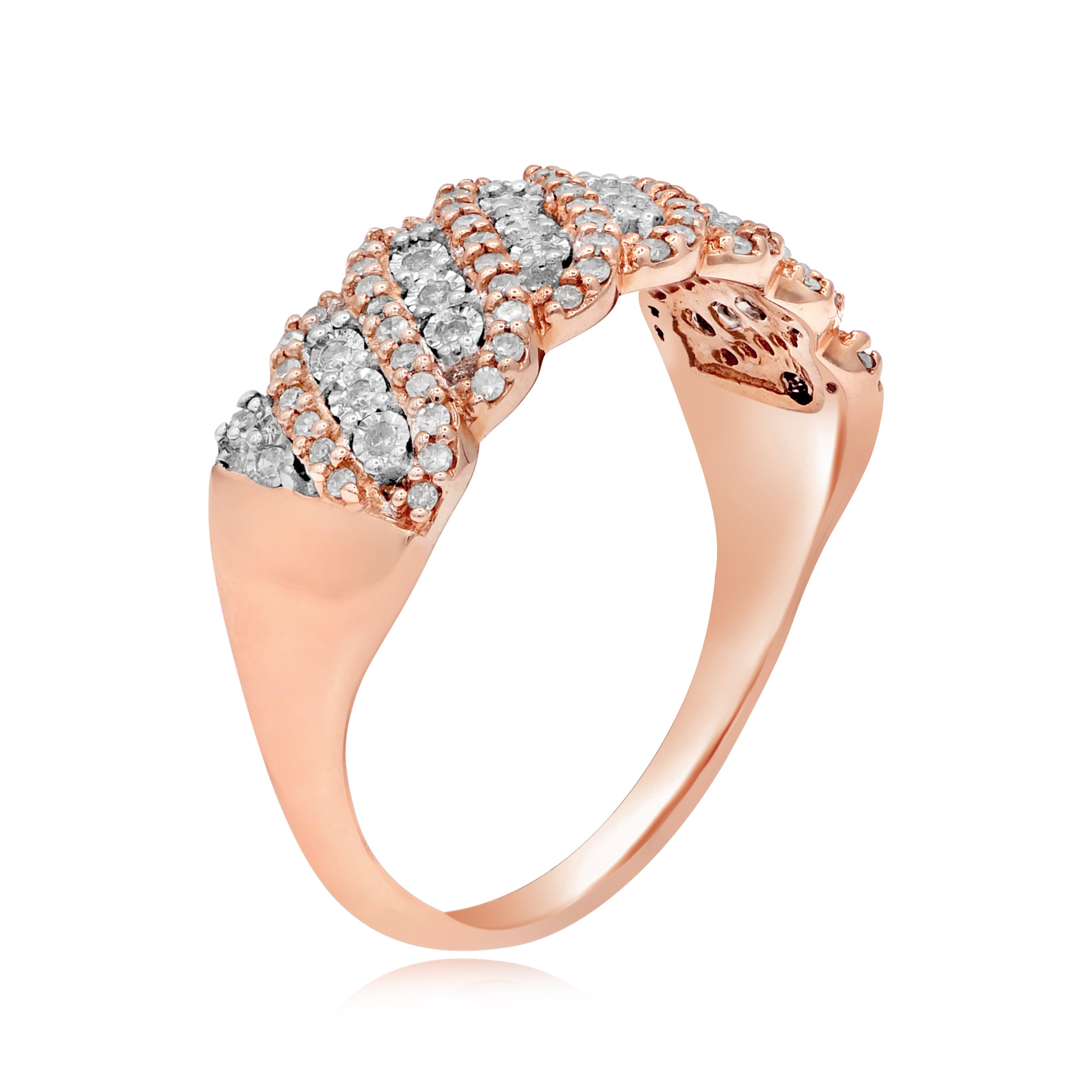 0.26 ct. Diamond 14K Rose Gold Slant Wave Ring