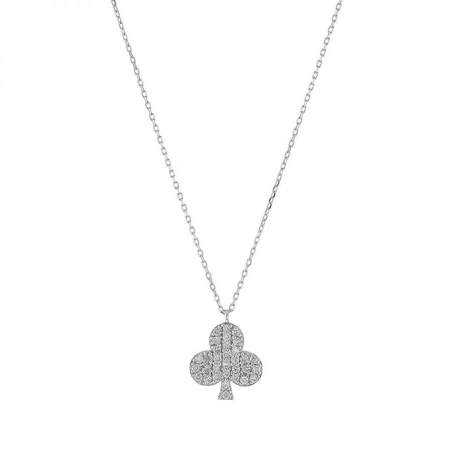 0.22 ct. Diamond 14K White Gold Club Pendant Necklace 18"