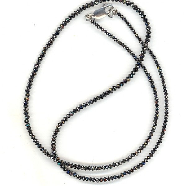 17.44 ct. Black Diamond Bead 14K White Gold Necklace 16"