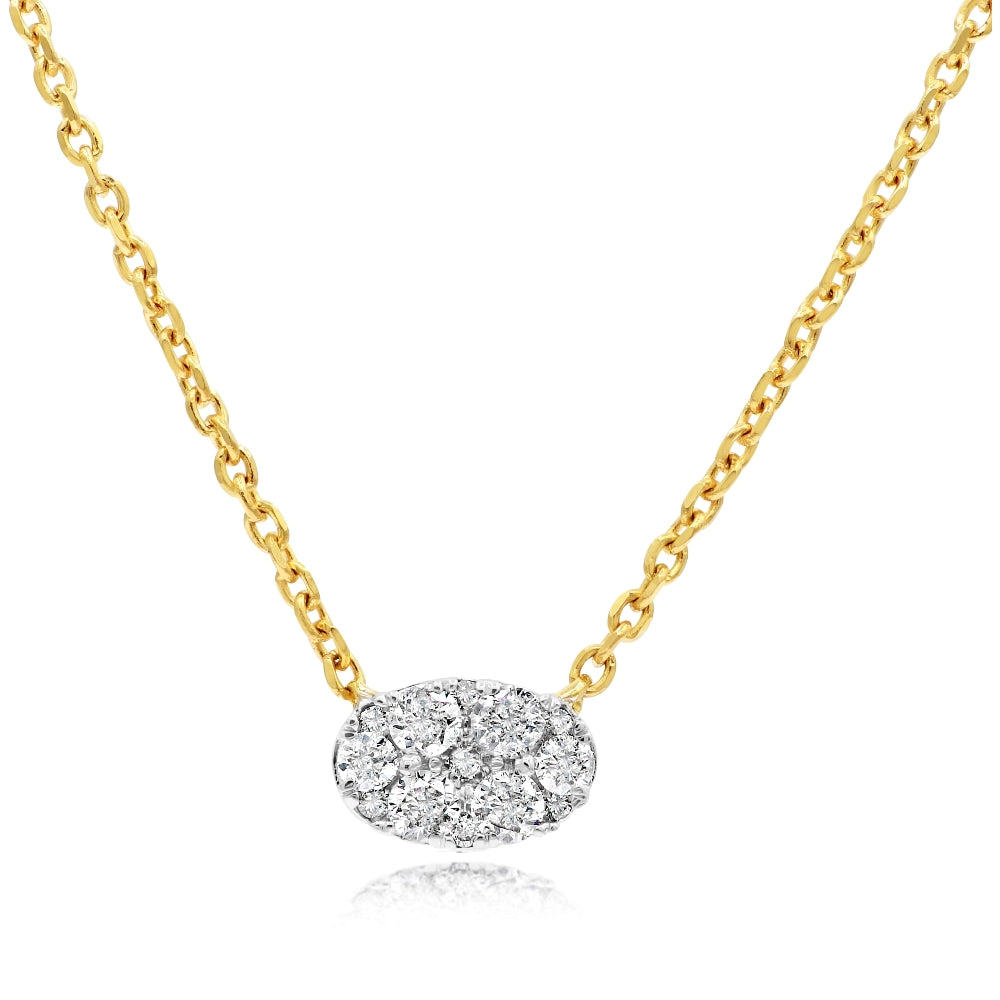 0.25 ct. Diamond 14K White Gold Pave Oval Pendant Necklace 18"