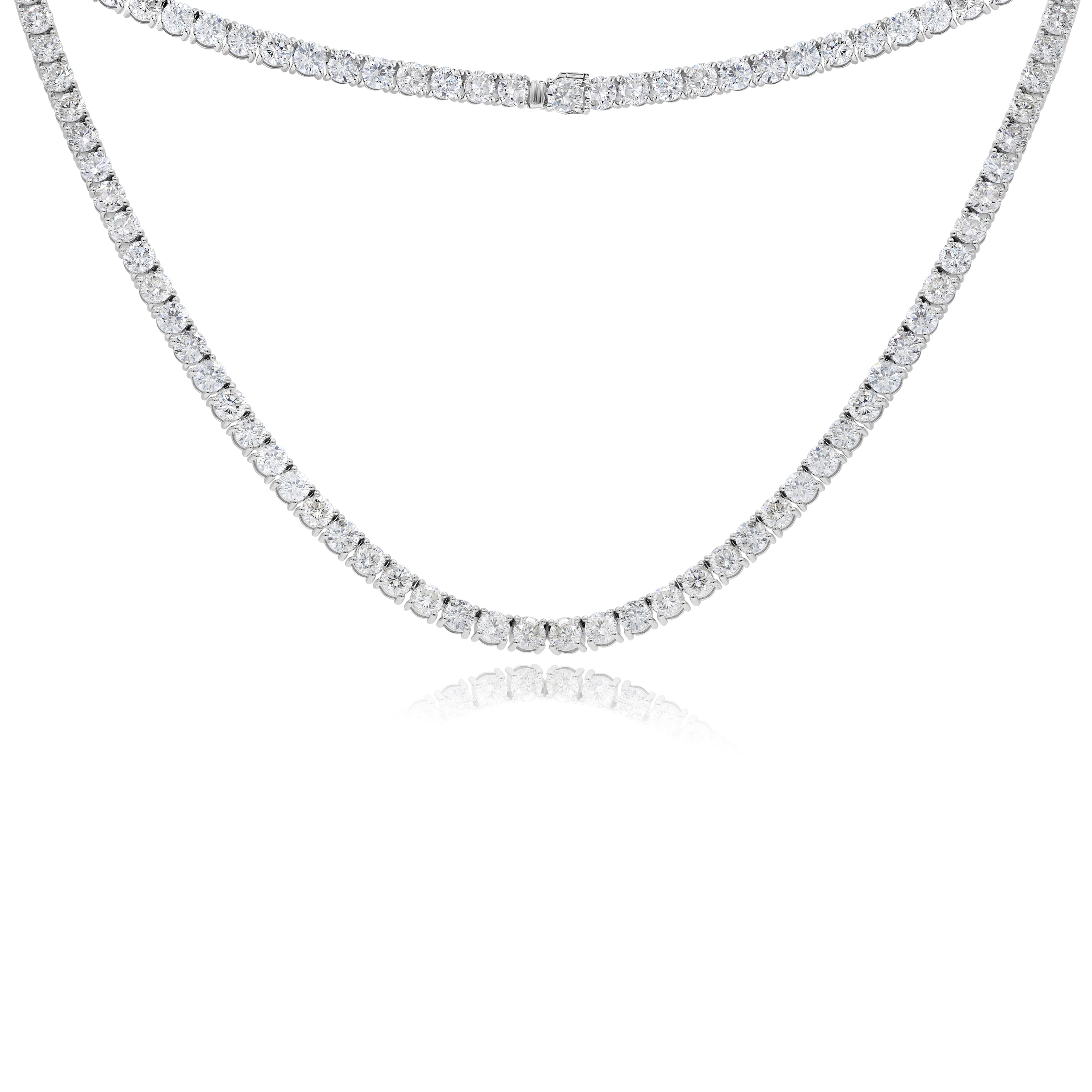 25.65 ct. Diamond 14K White Gold Tennis Necklace 20"