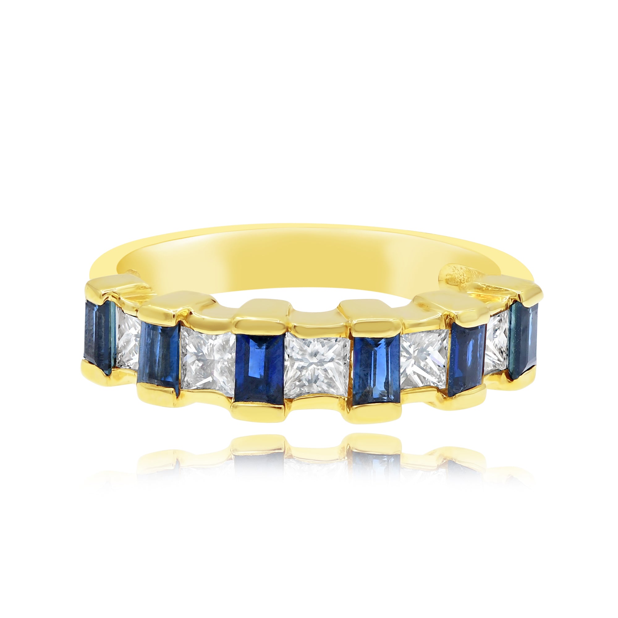 0.7 ct. Sapphire & 0.7 ct. Diamond 14K Yellow Gold Half Eternity Ring