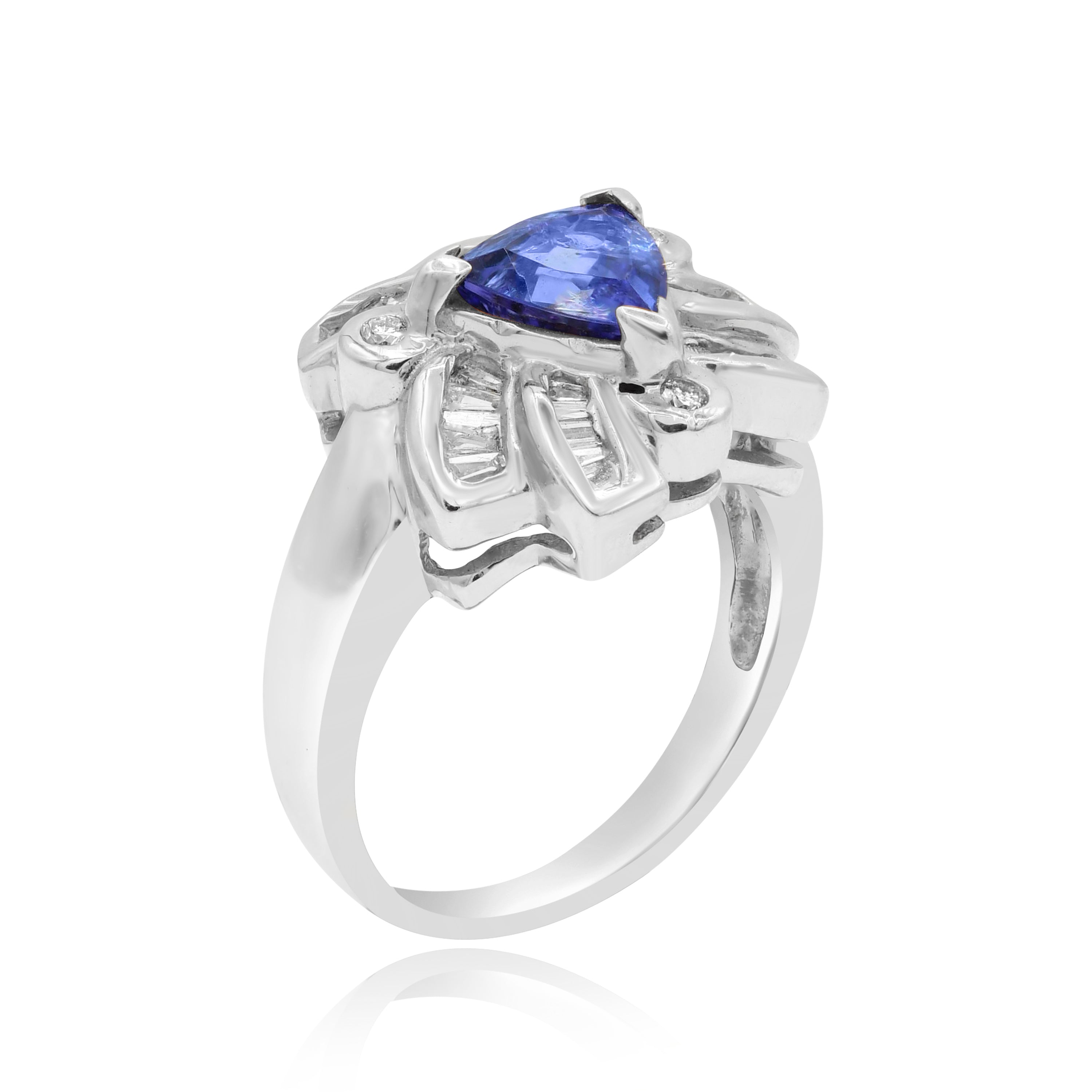 1.35 ct. Taanzanite & 0.5 ct. Diamond 14K White Gold Ring