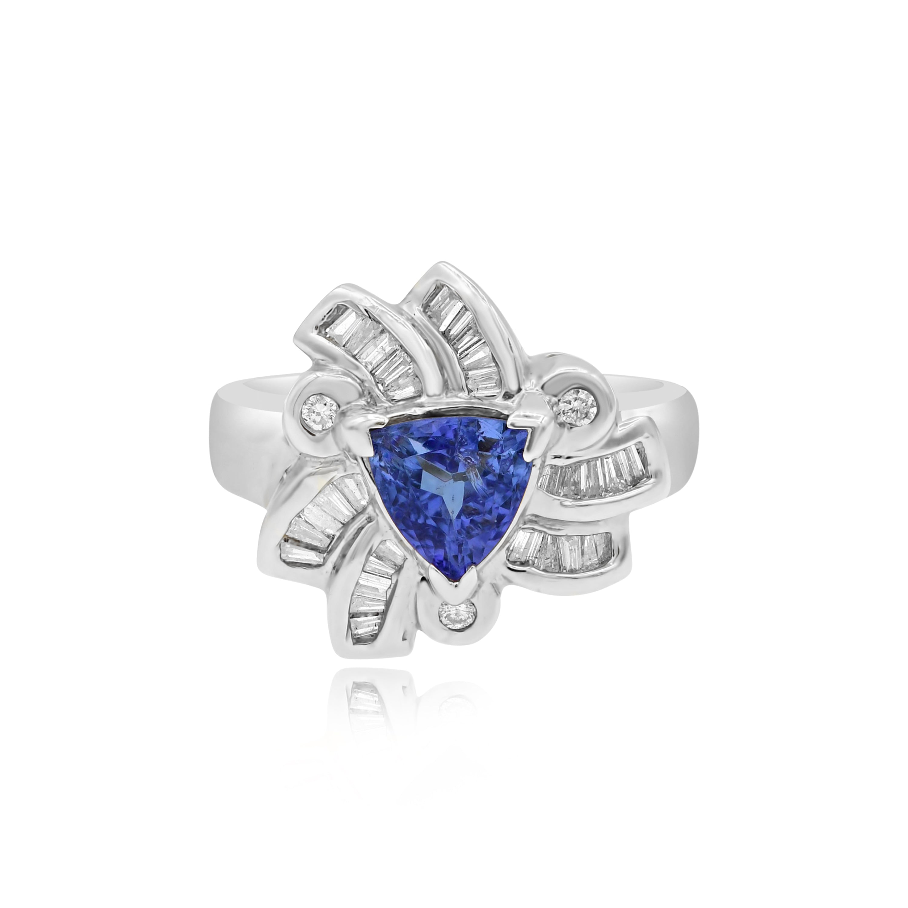 1.35 ct. Taanzanite & 0.5 ct. Diamond 14K White Gold Ring