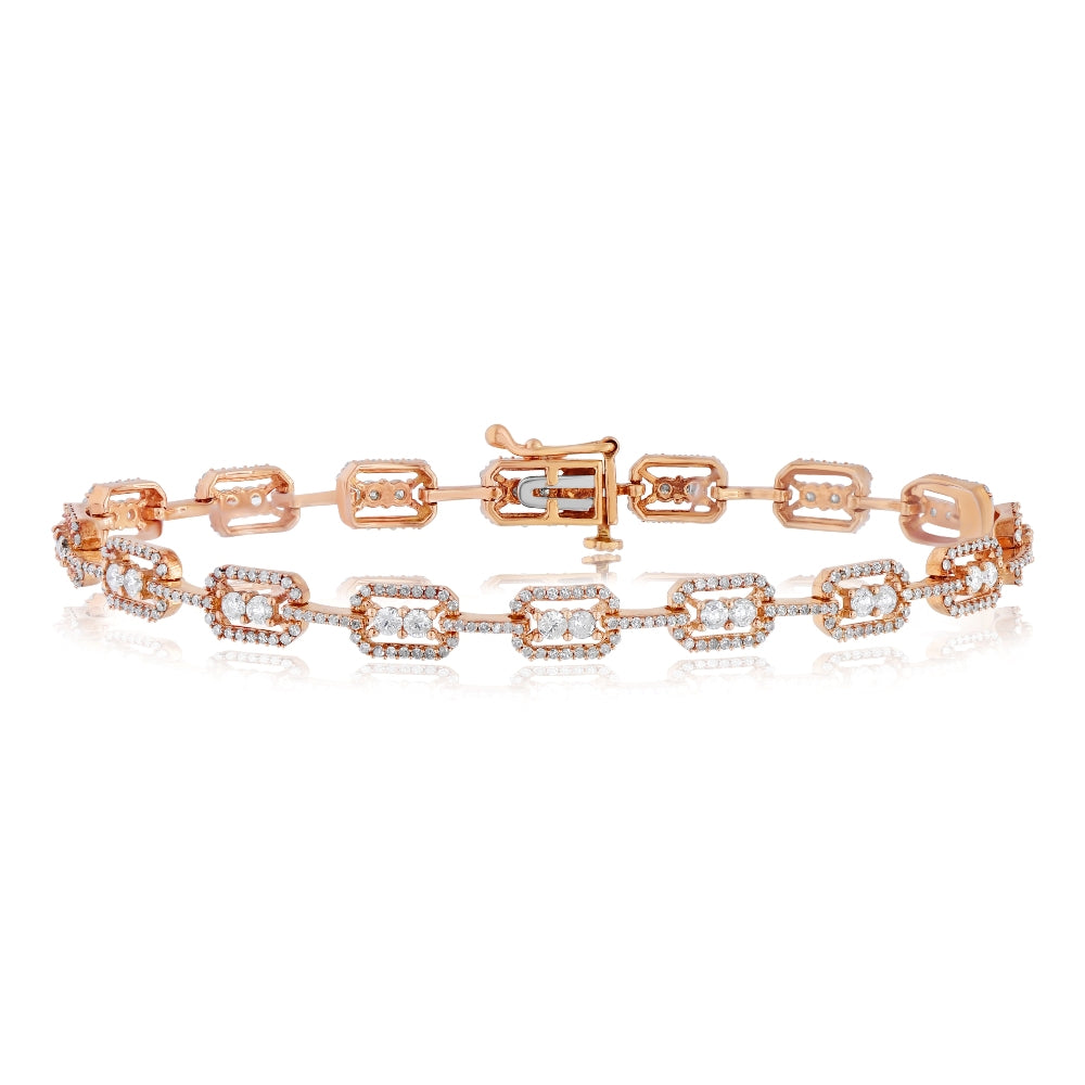 2.68 ct. Diamond 14K Rose Gold Bar Link Bracelet
