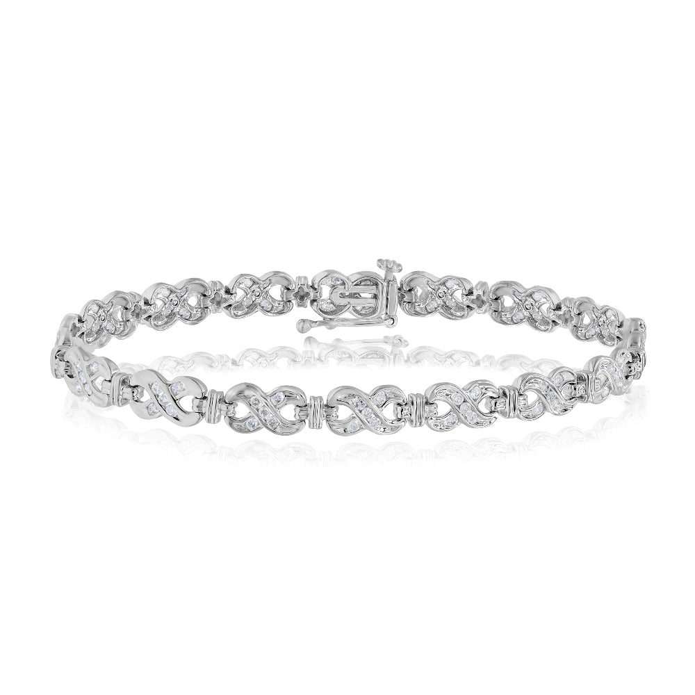0.96 ct. Diamond 14K White Gold Infinity Bracelet