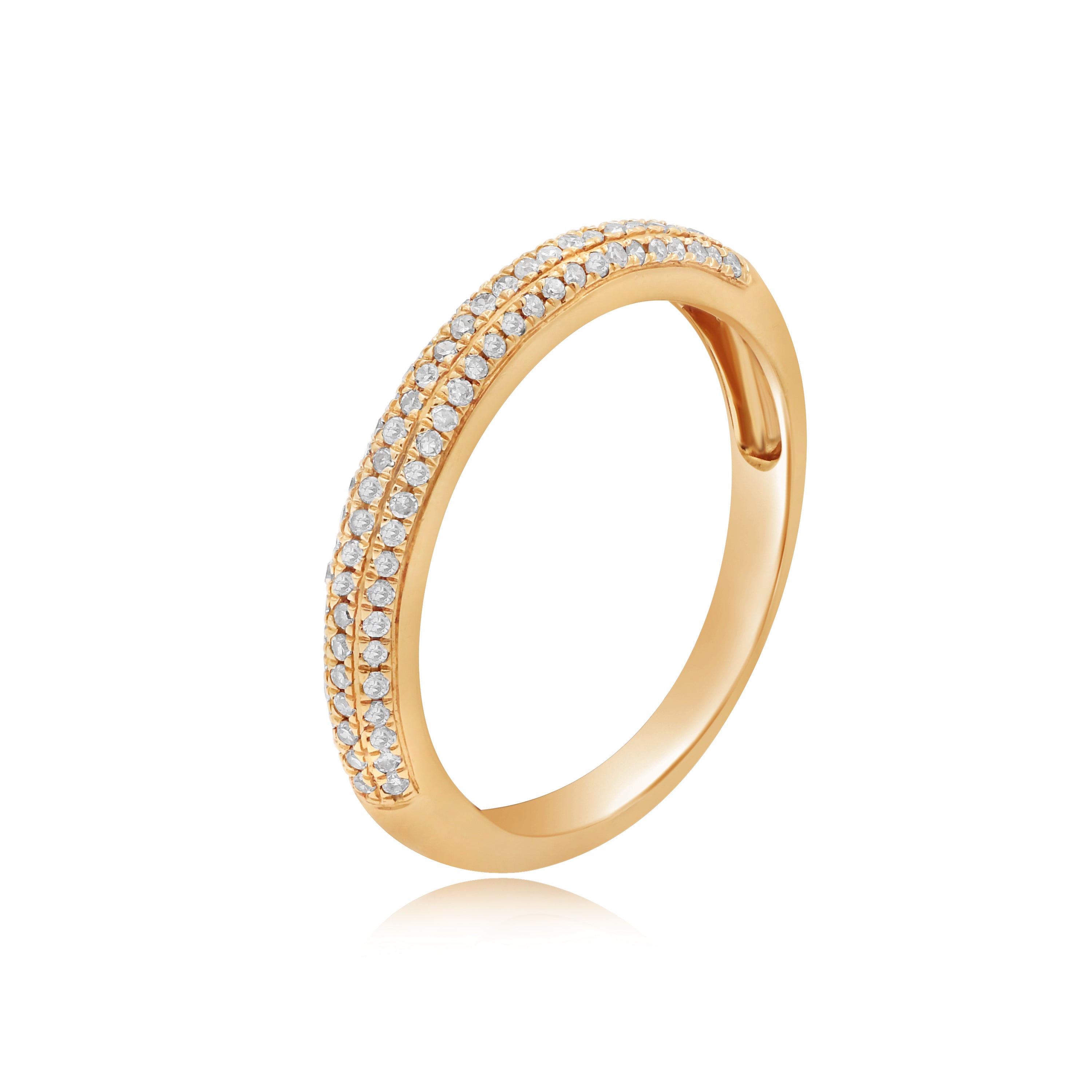 0.25 ct. Diamond 14K Rose Gold 3 Row Band