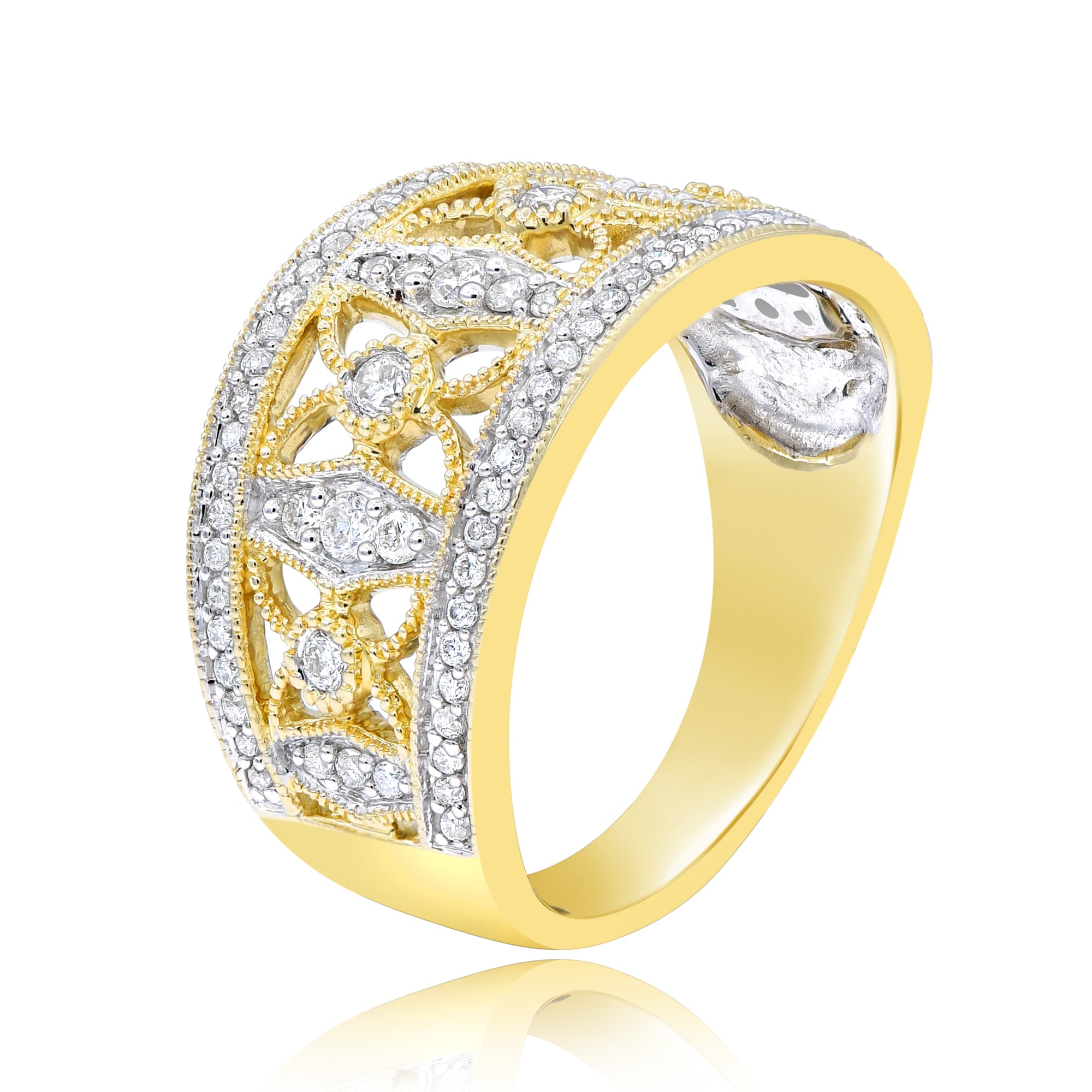 0.55 ct. Diamond 14K Yellow Gold Geometric Lattice Ring