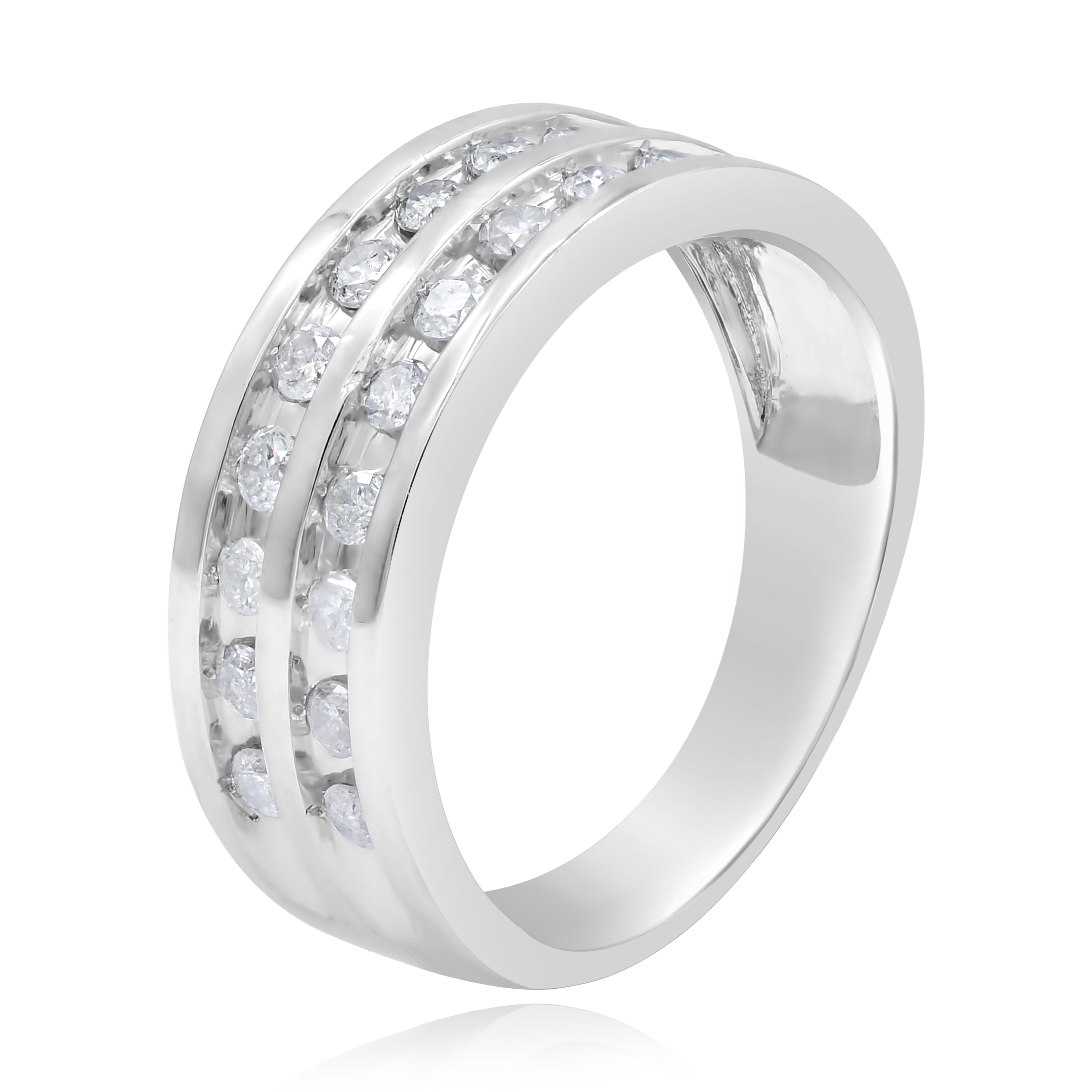 0.58 ct. Diamond 14K White Gold 2 Rows Half Eternity Band