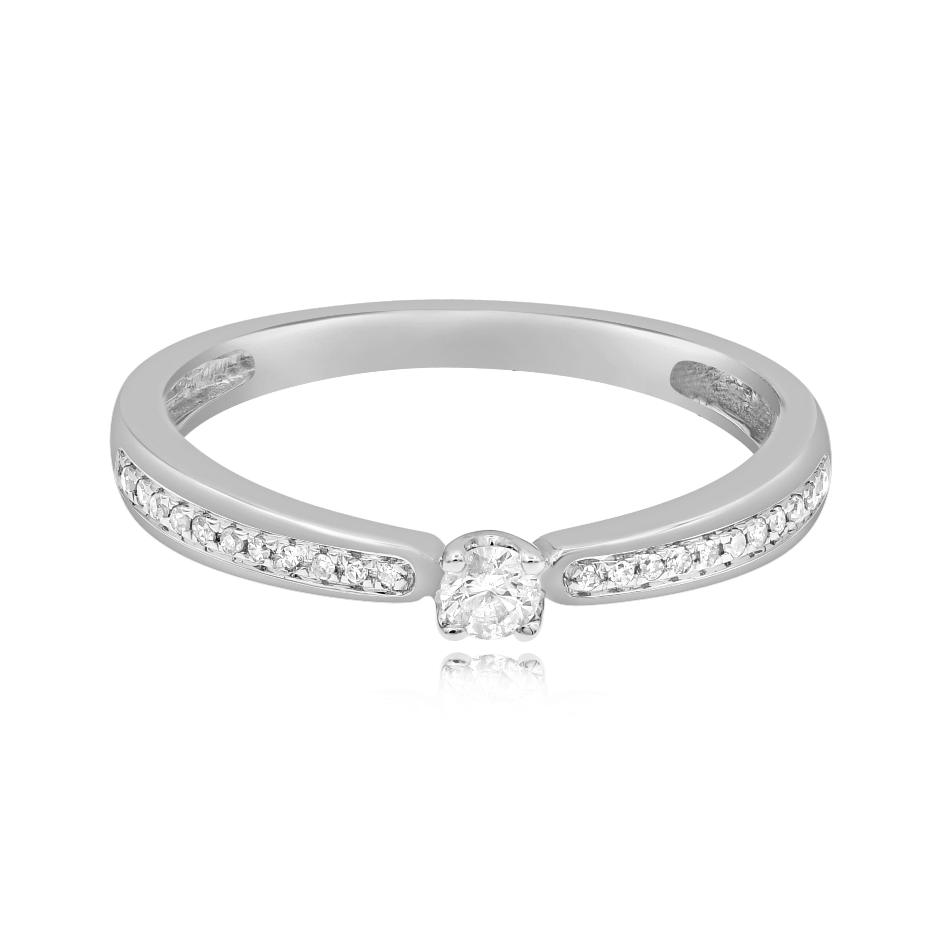 0.16 ct. Diamond 14K White Gold Pinched Shank Promise Ring