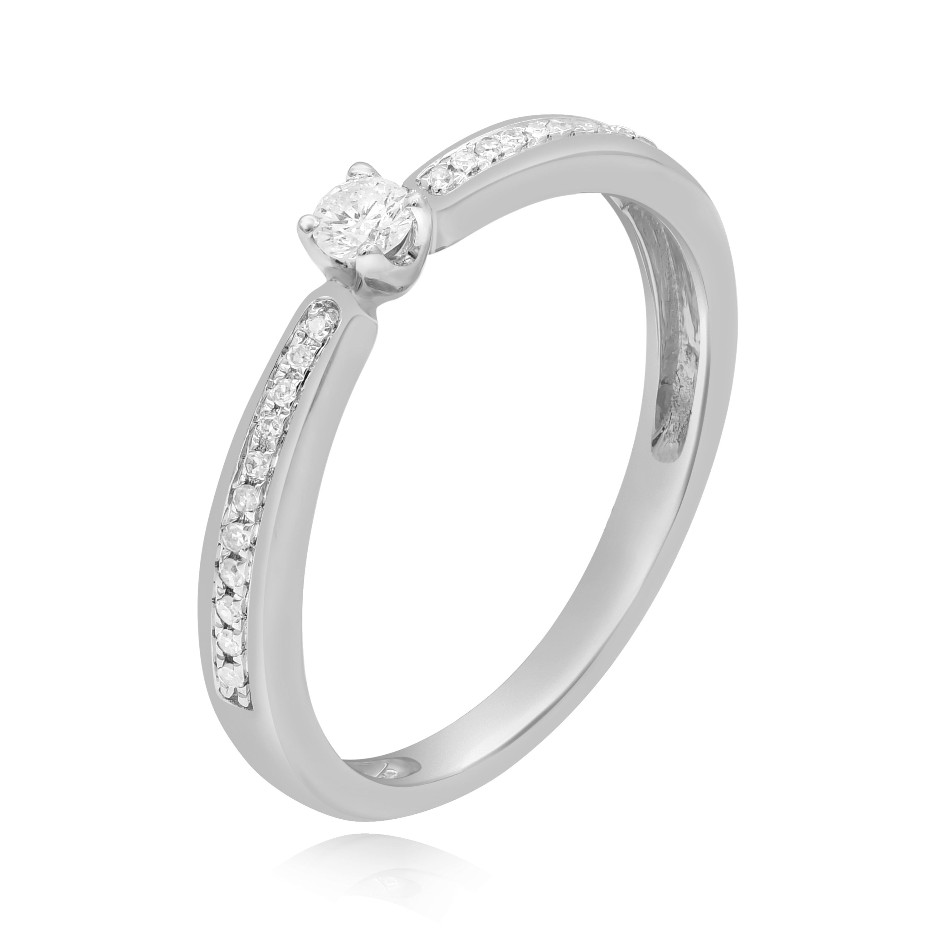 0.16 ct. Diamond 14K White Gold Pinched Shank Promise Ring