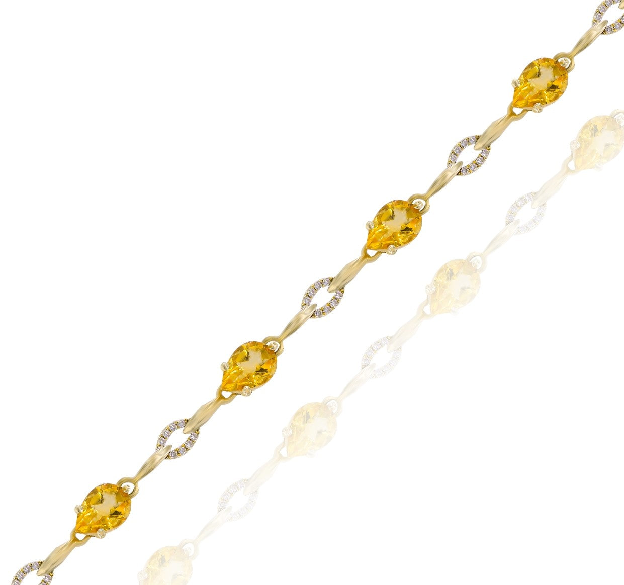 4.97 ct. Citrine & 0.22 ct. Diamond 14K Yellow Gold Link Bracelet