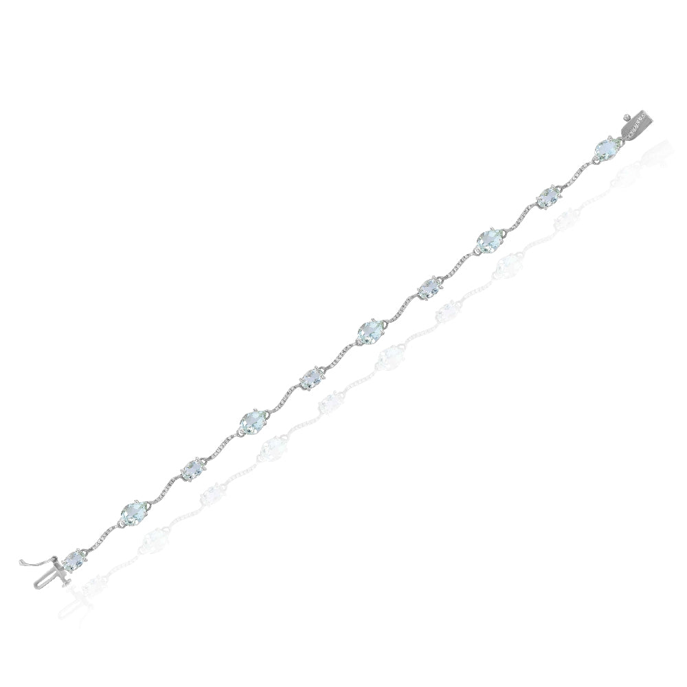 5.76 ct. Amethyst & 0.29 ct. Diamond 14K White Gold Link Bracelet