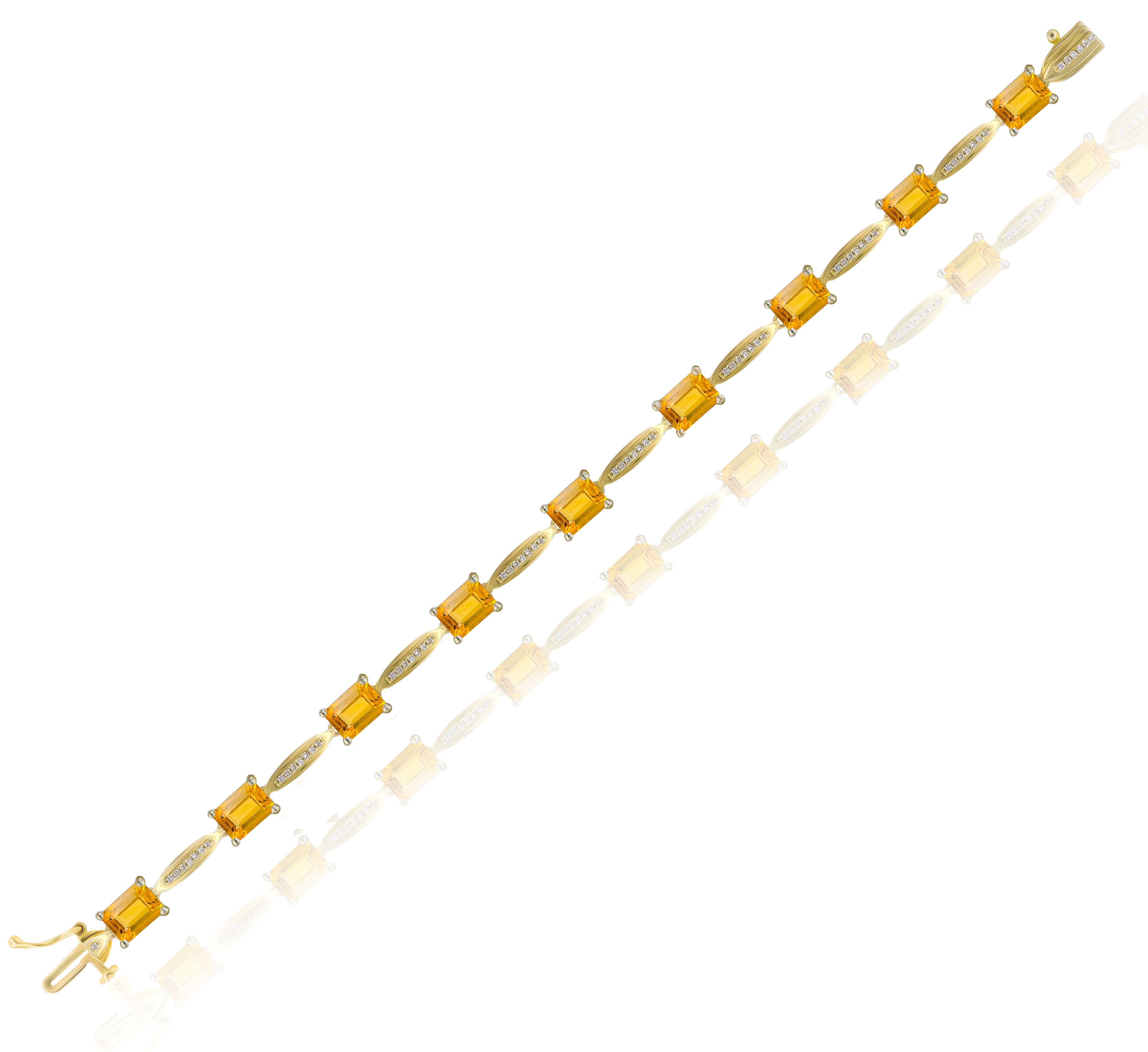 7.59 ct. Citrine & 0.23 ct. Diamond 14K Yellow Gold Link Bracelet