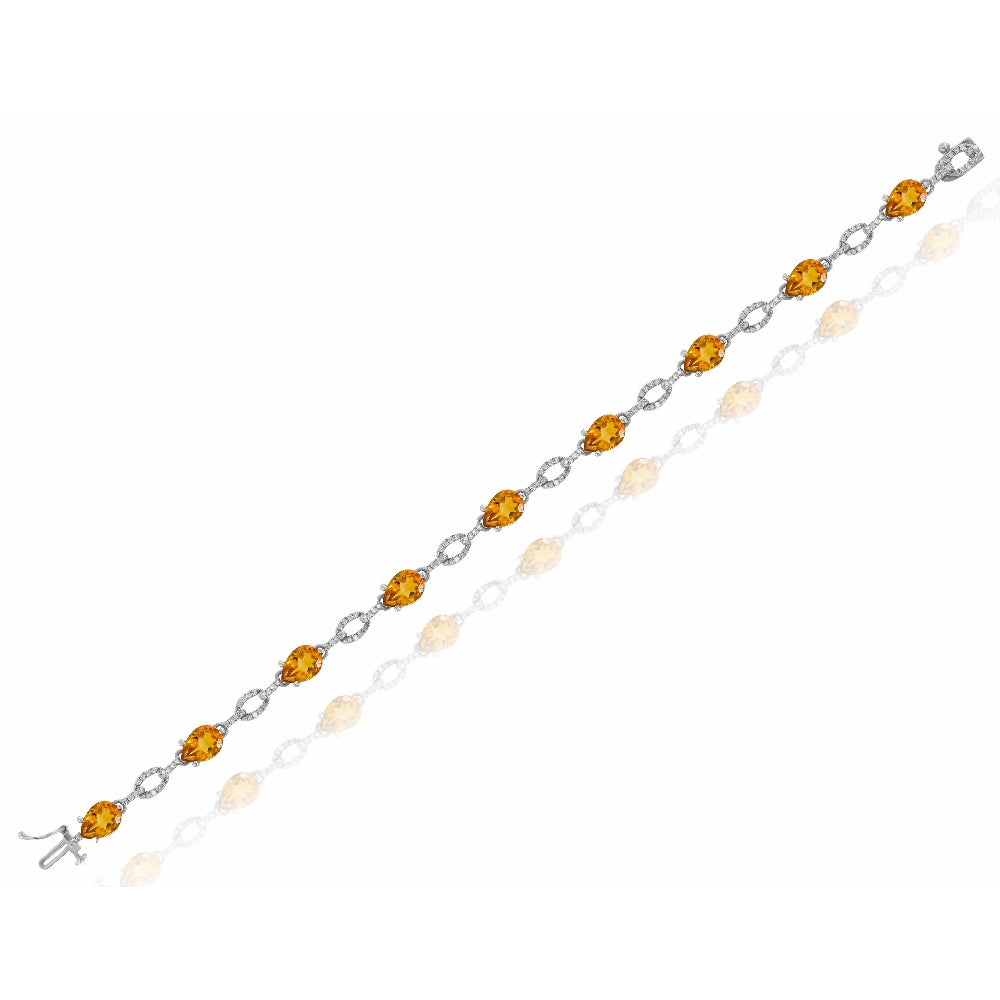 5.65 ct. Citrine & 0.47 ct. Diamond 14K Yellow Gold Link Bracelet