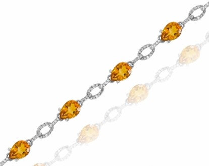 5.65 ct. Citrine & 0.47 ct. Diamond 14K Yellow Gold Link Bracelet