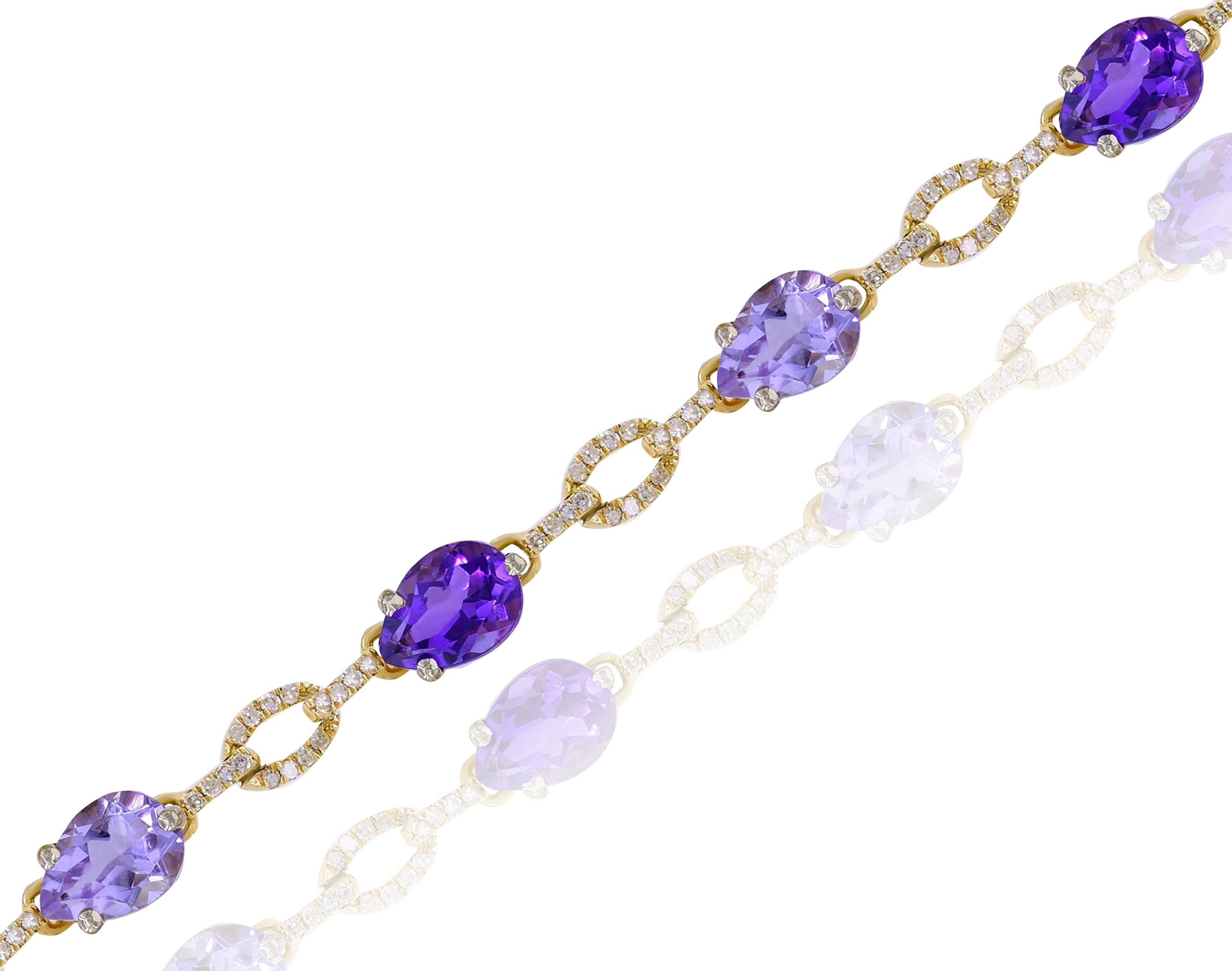 5.7 ct. Amethyst & 0.5 ct. Diamond 14K Yellow Gold Bracelet