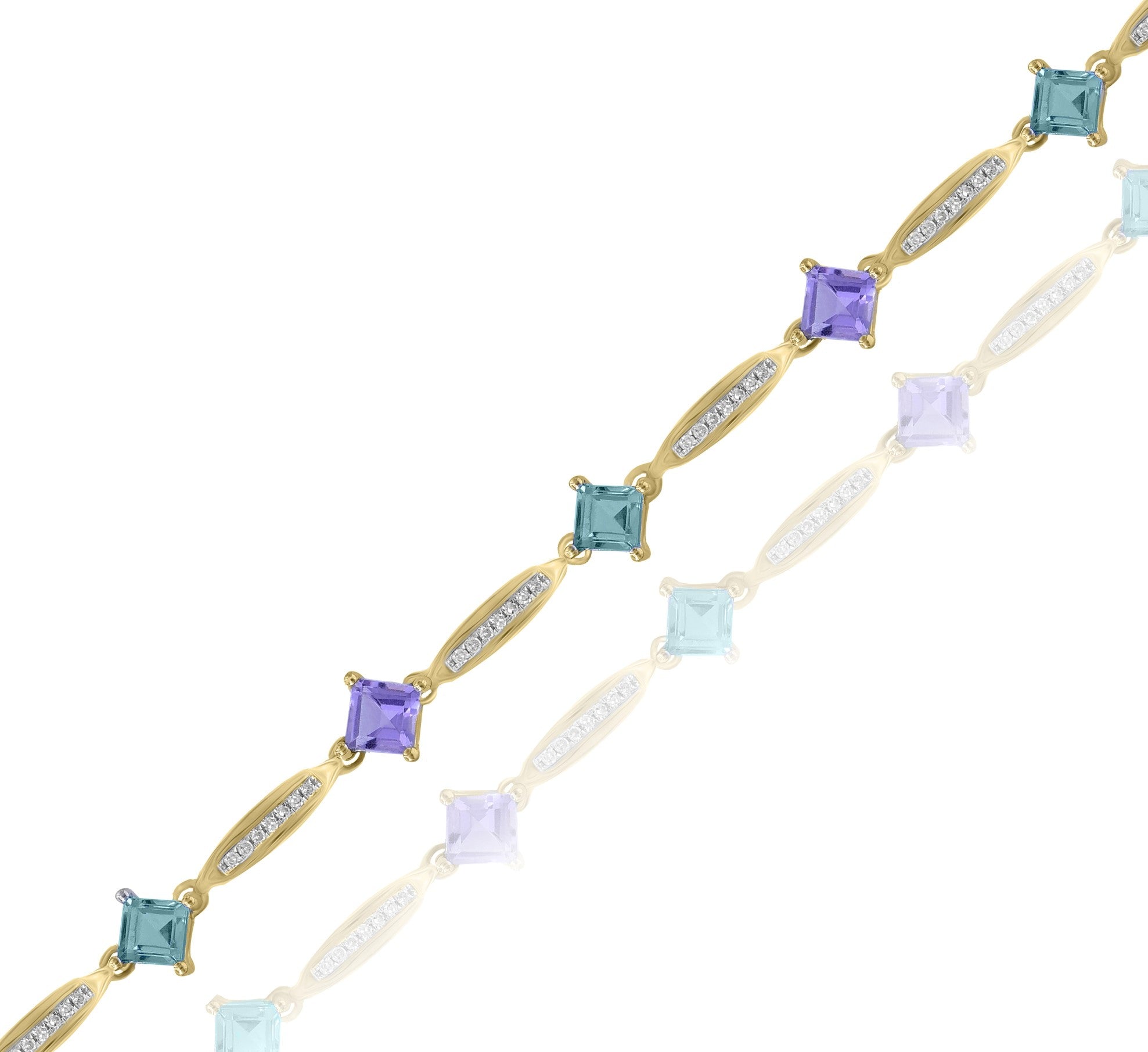 3.14 ct. Amethyst & 0.23 ct. Diamond 14K Yellow Gold Link Bracelet