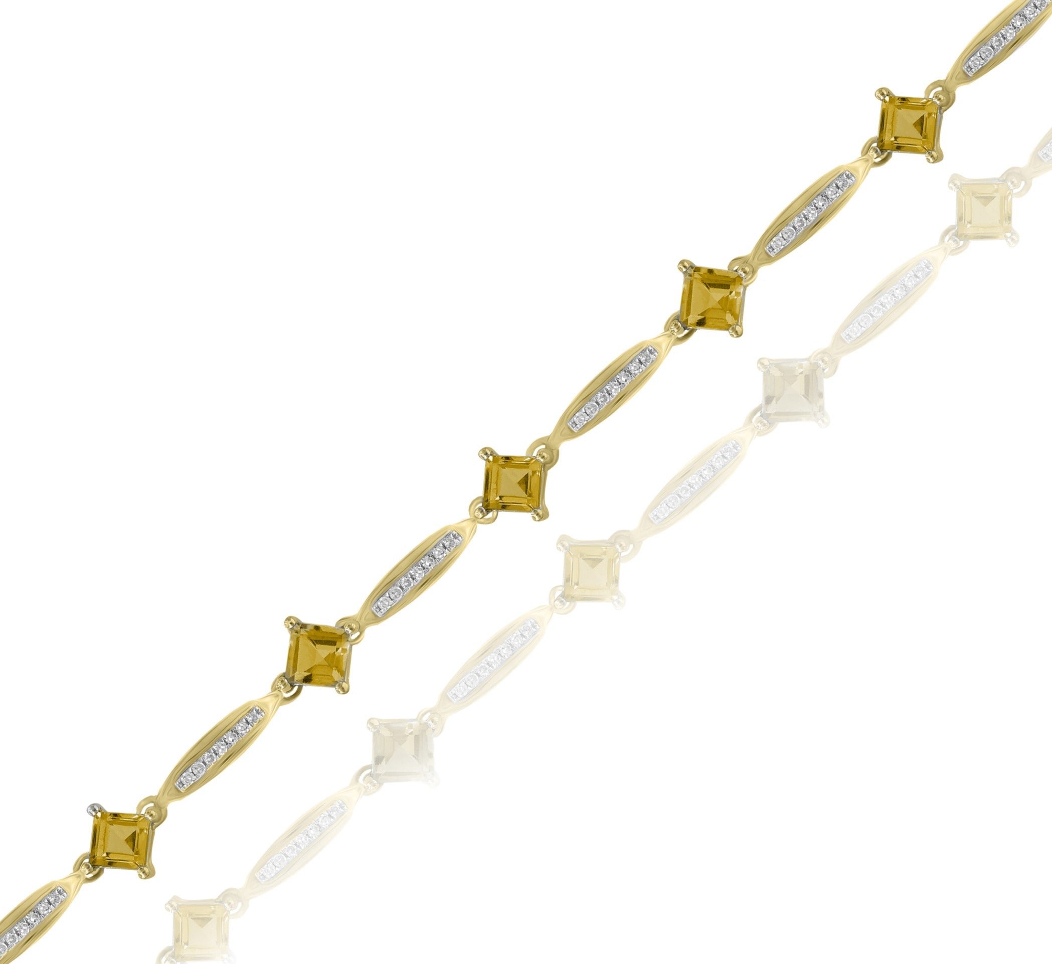 3.08 ct. Citrine & 0.23 ct. Diamond 14K Yellow Gold Link Bracelet