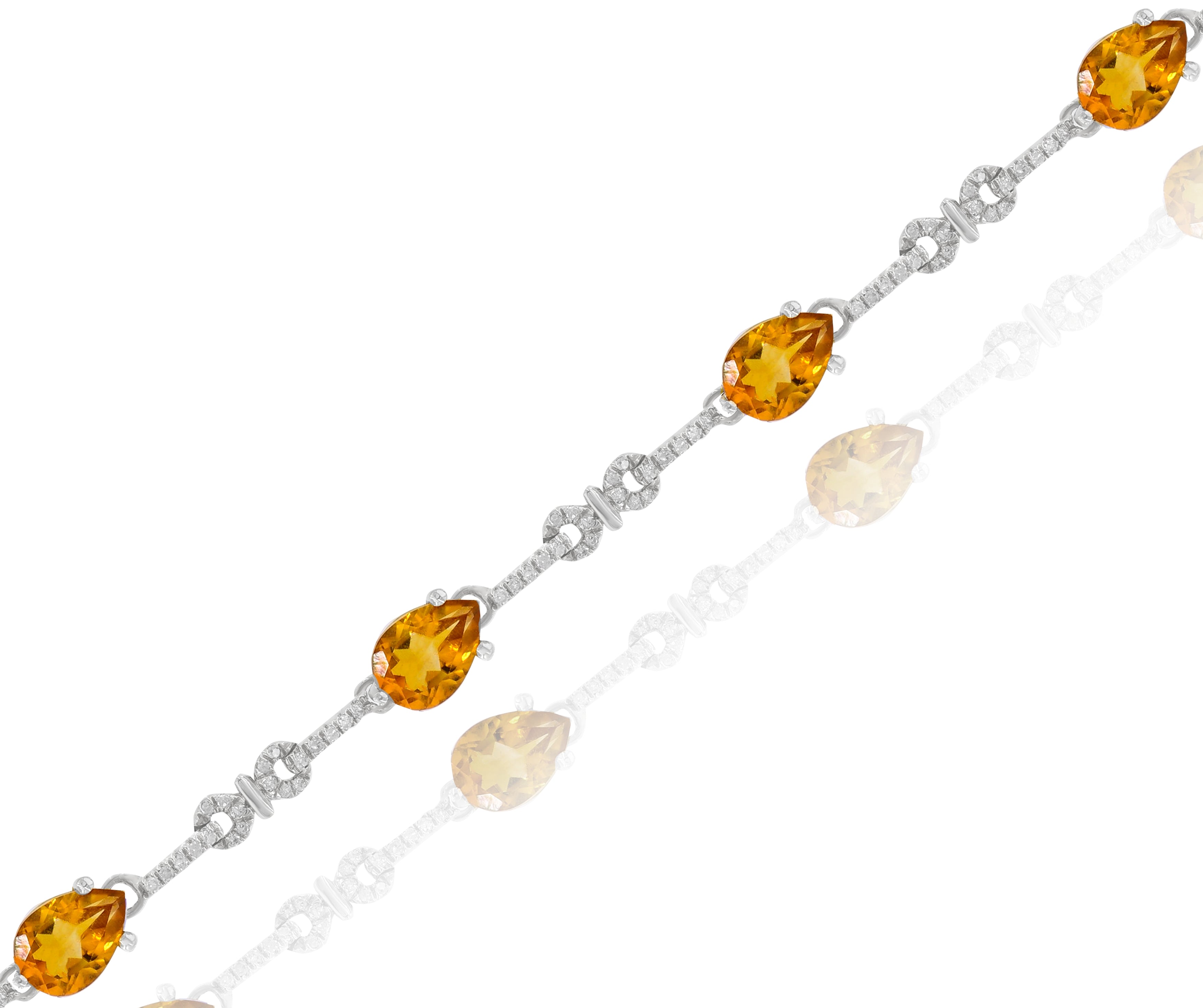4.9 ct. Citrine & 0.4 ct. Diamond 14K White Gold Link Bracelet