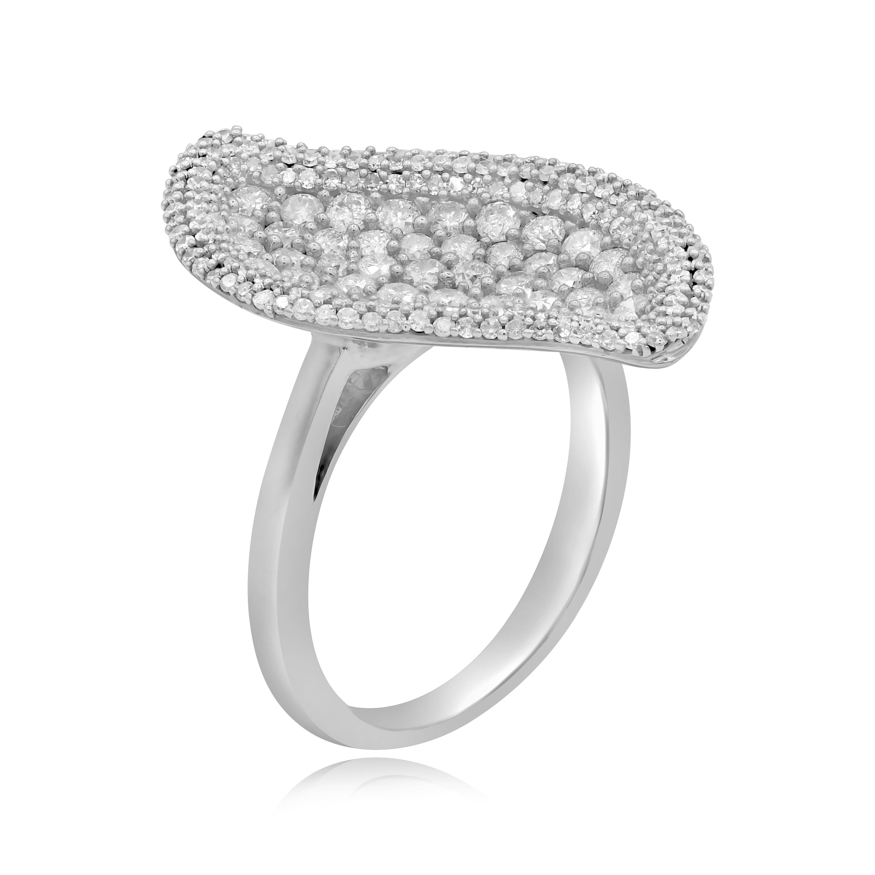 1.46 ct. Diamond 14K White Gold Leaf Ring
