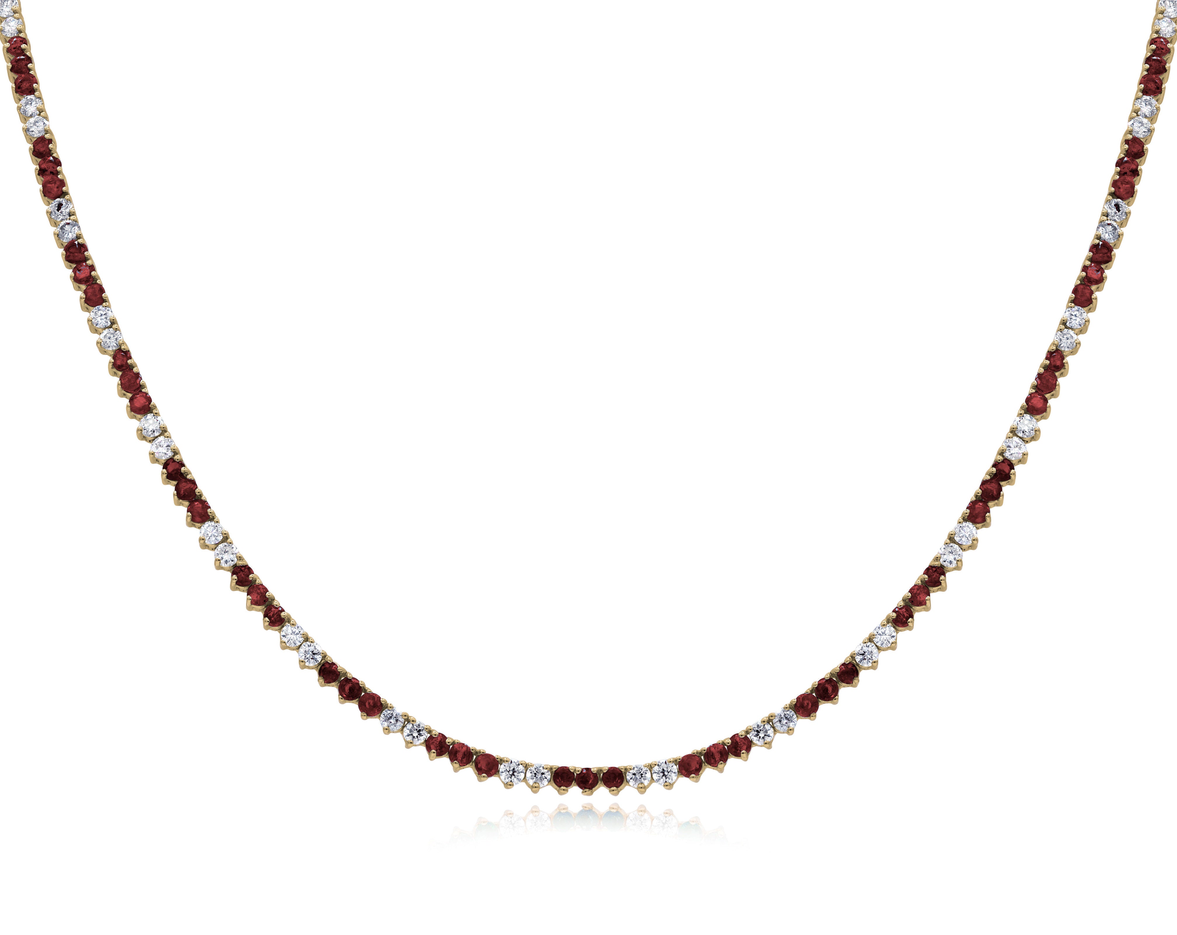 2.97 ct. Ruby & 1.77 ct. Diamond 14K Rose Gold Tennis Necklace 18"