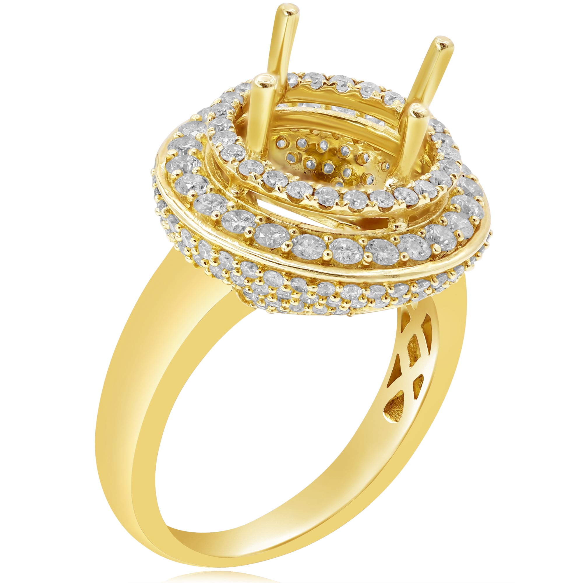 1.43 ct. Diamond 14K Yellow Gold Halo Ring Mounting