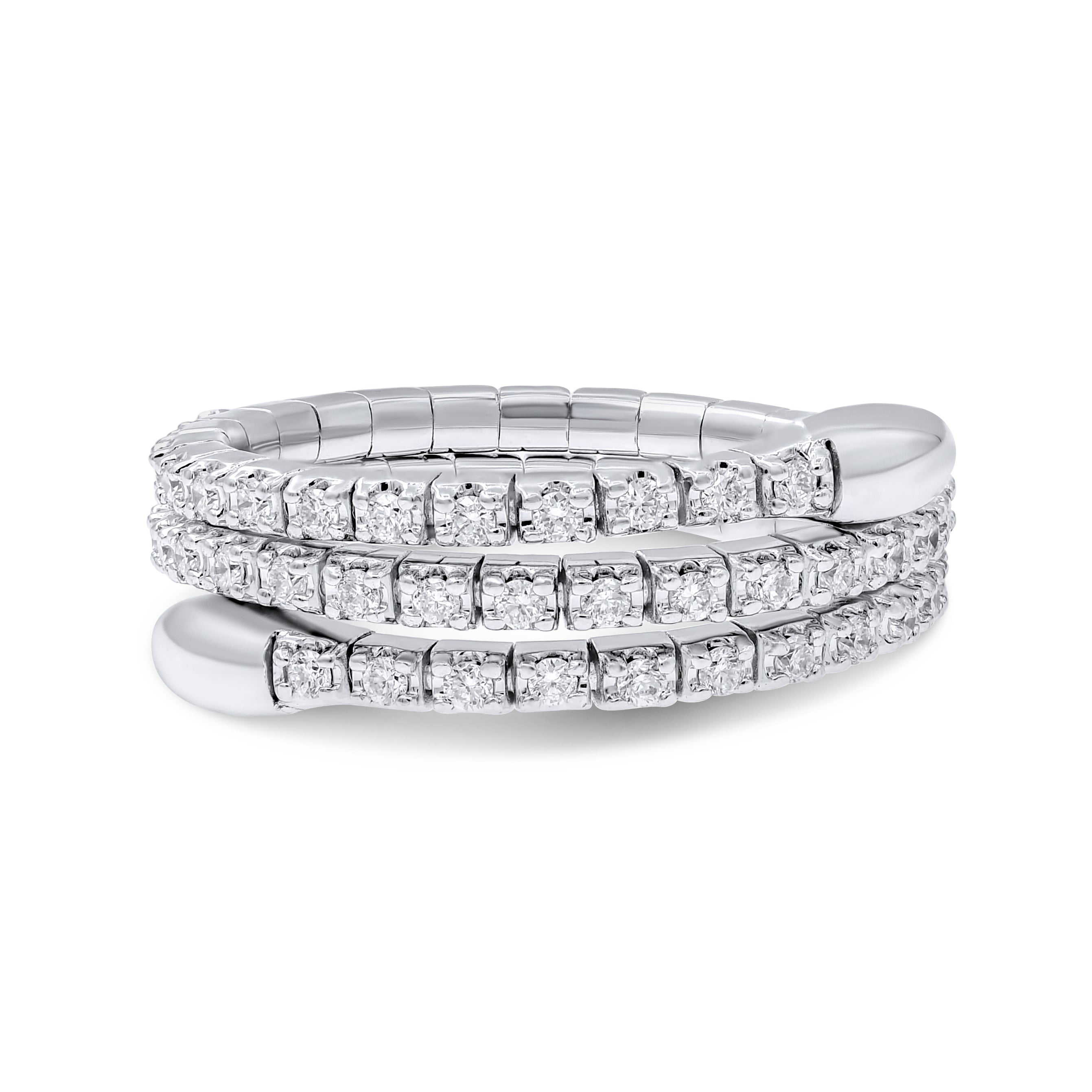 0.76 ct. Diamond 18K White Gold Pave Spiral Flexible Ring