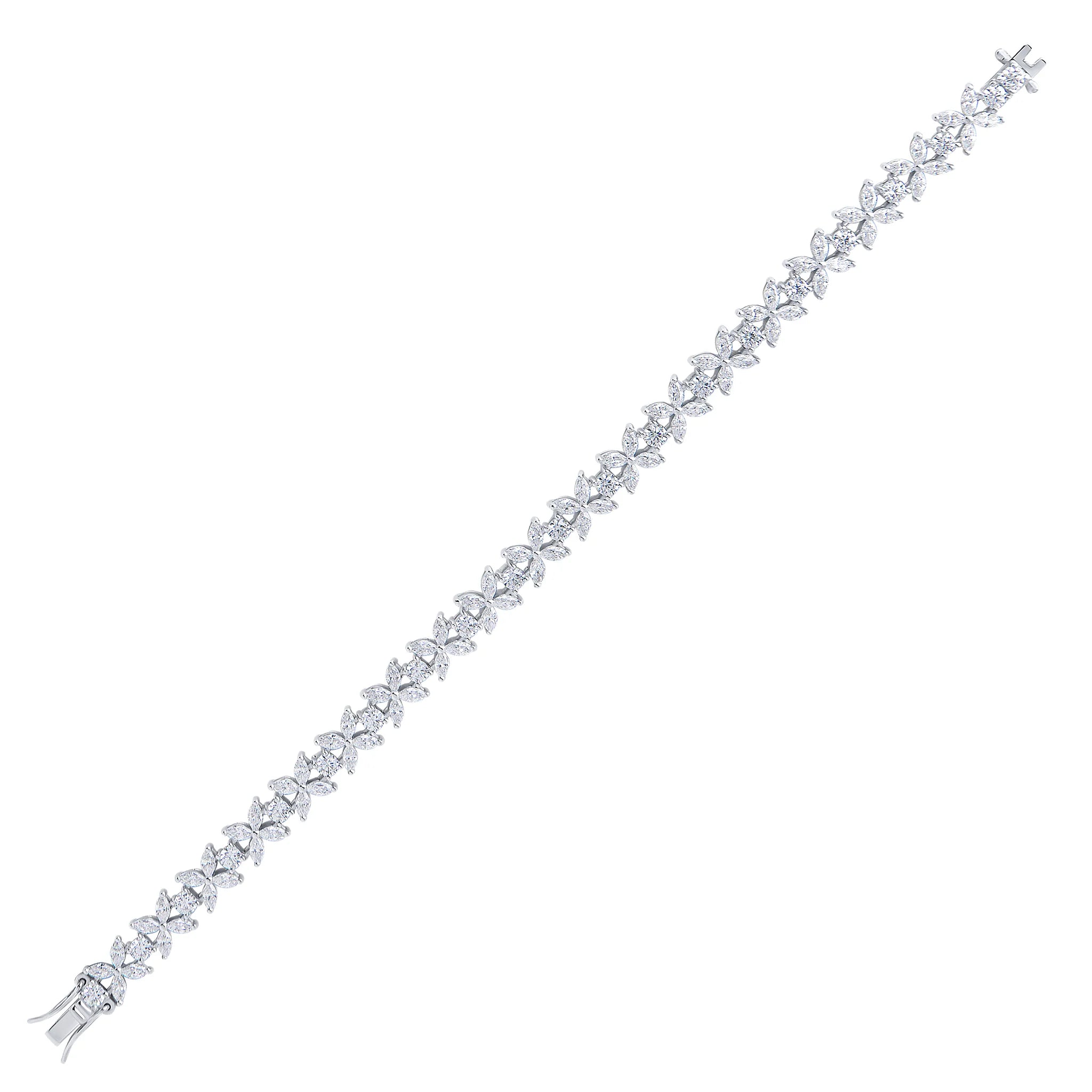 11.34 ct. Lab-Grown Diamond 14K White Gold Floral Bracelet